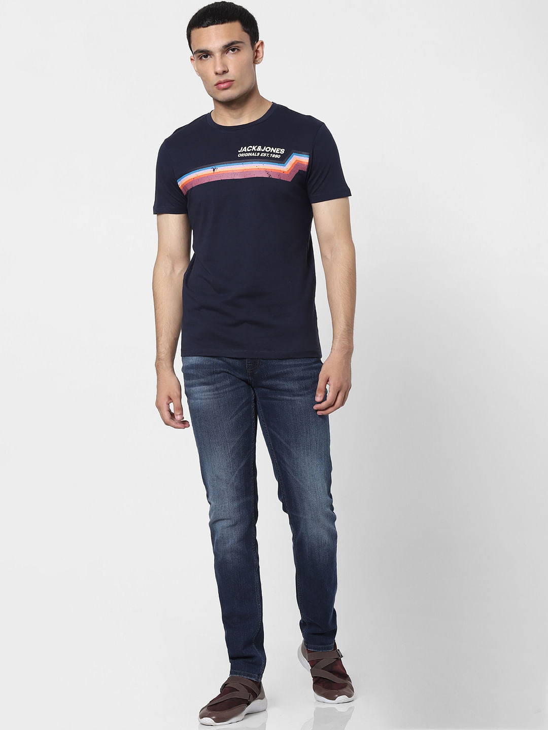 Navy Blue Graphic Print T-shirt