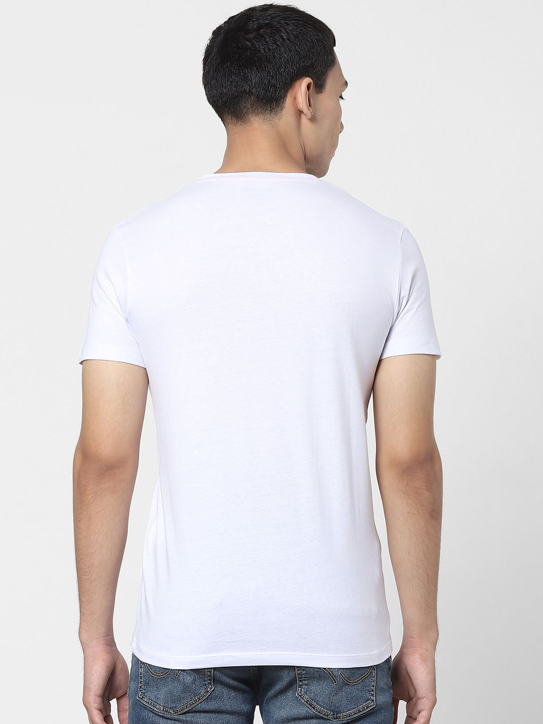 White Blue Graphic Print T-shirt