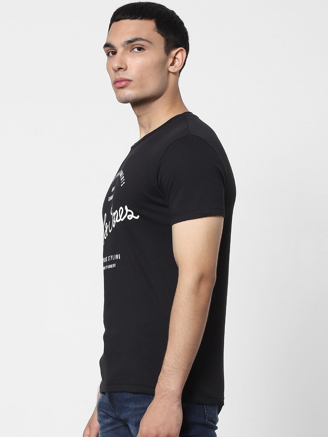 Black Logo Print Crew Neck T-shirt