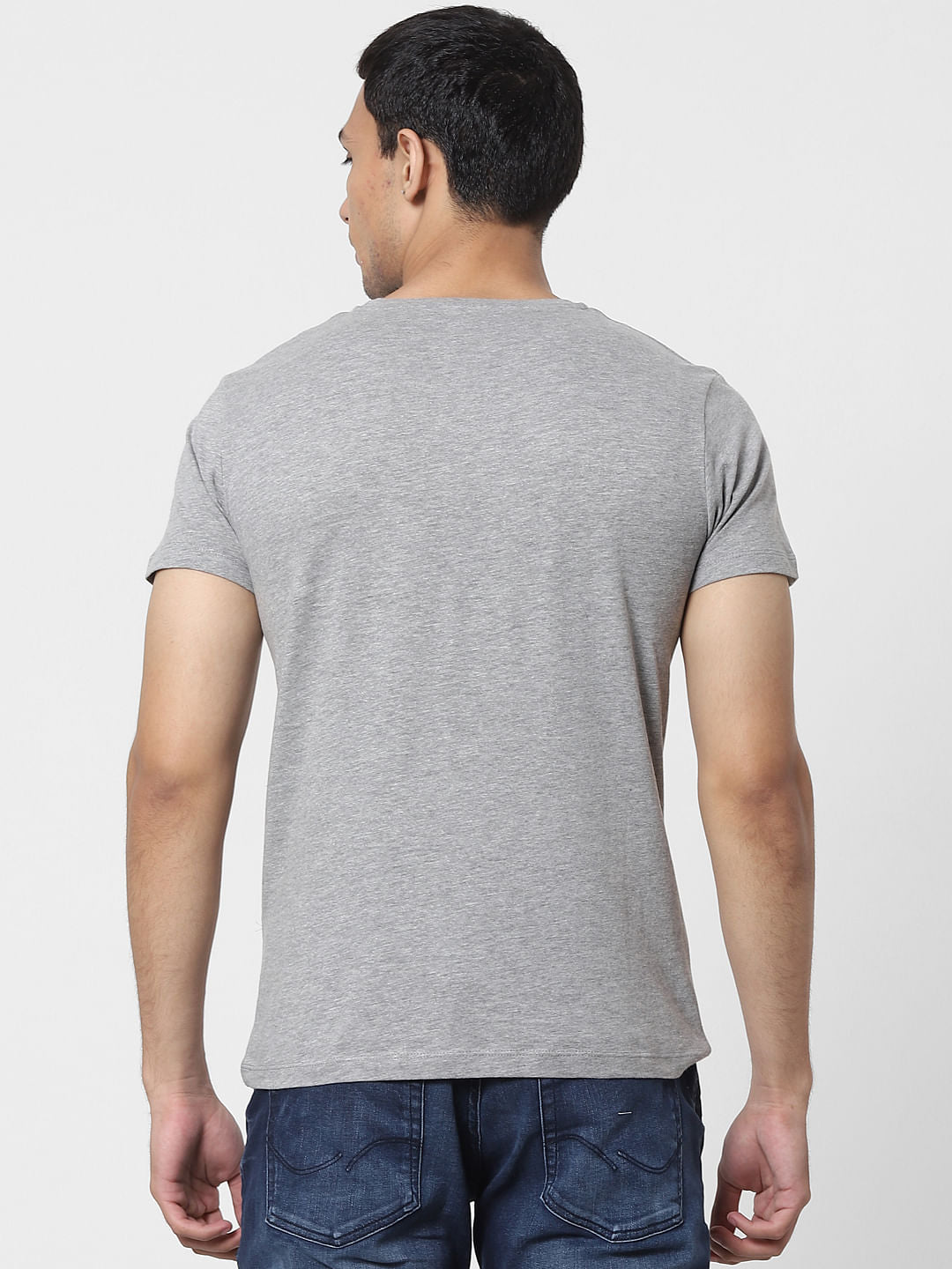 Grey Logo Print Crew Neck T-shirt