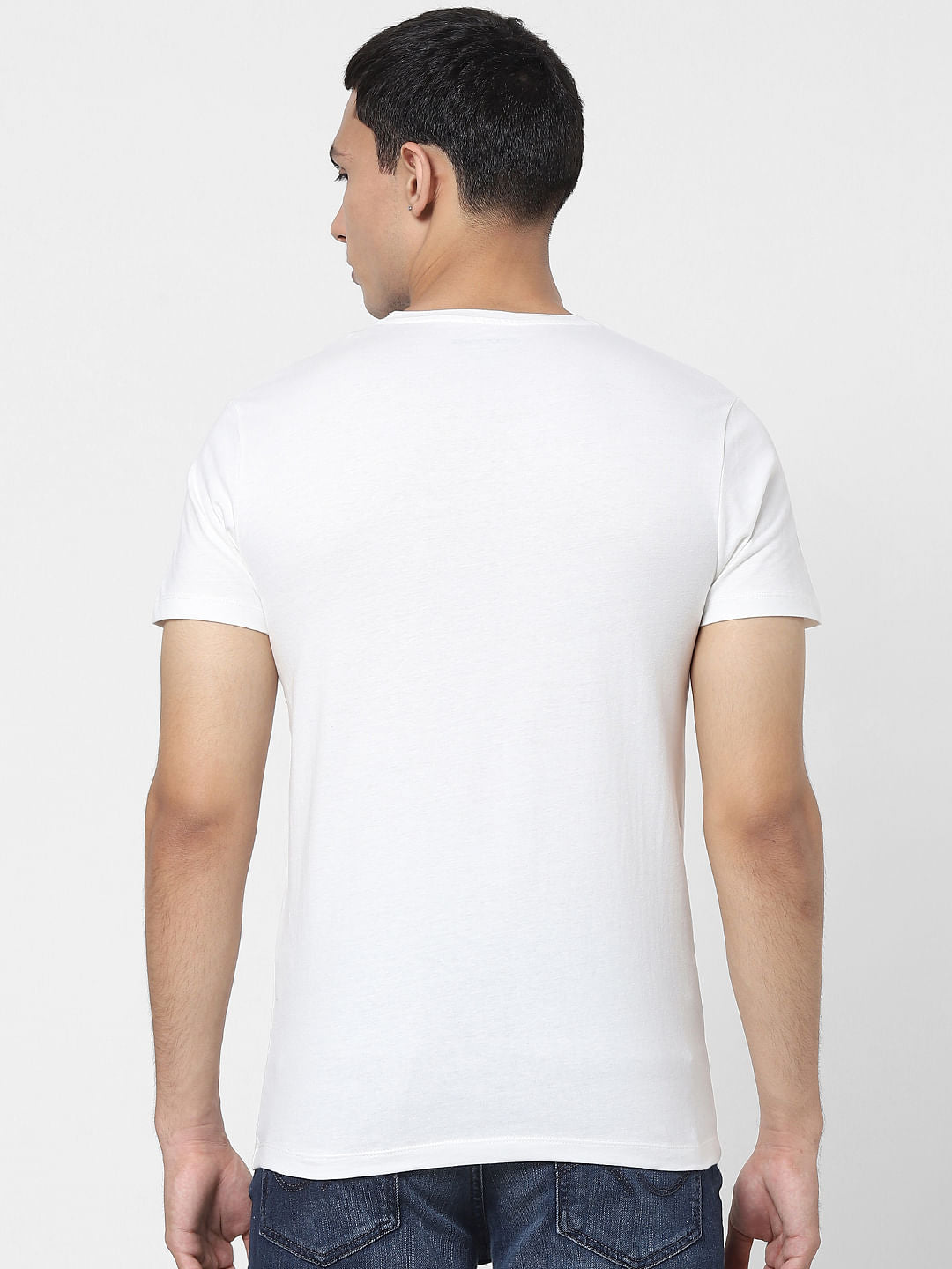White Text Print Crew Neck T-shirt