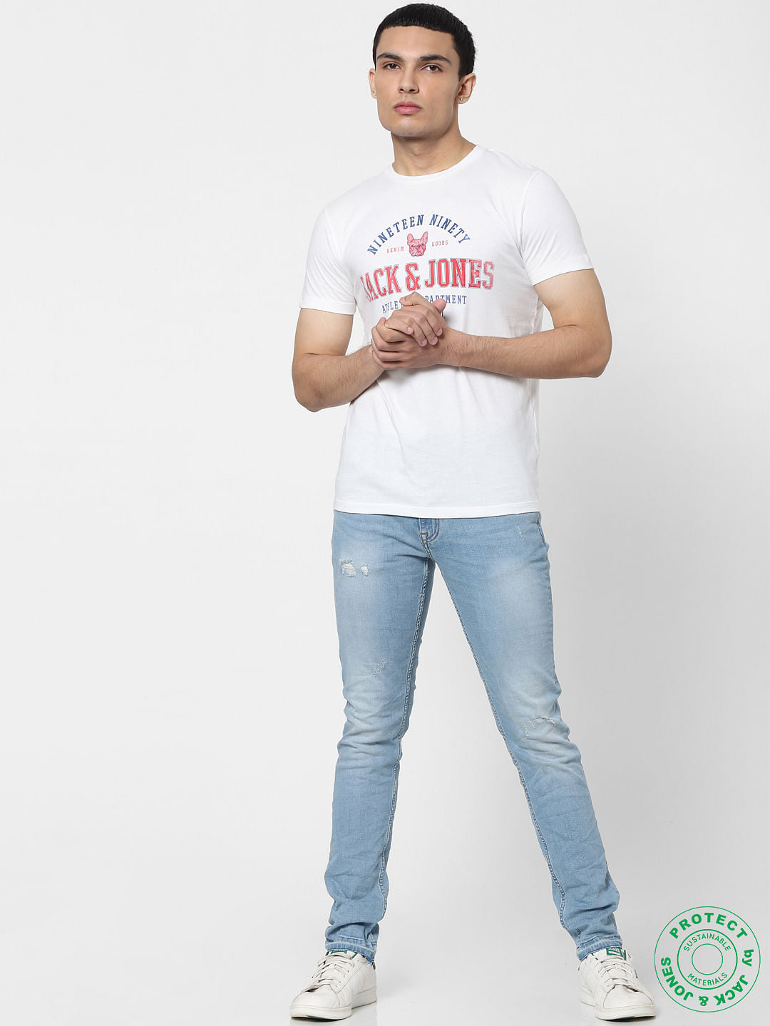 White Graphic Print Crew Neck T-shirt