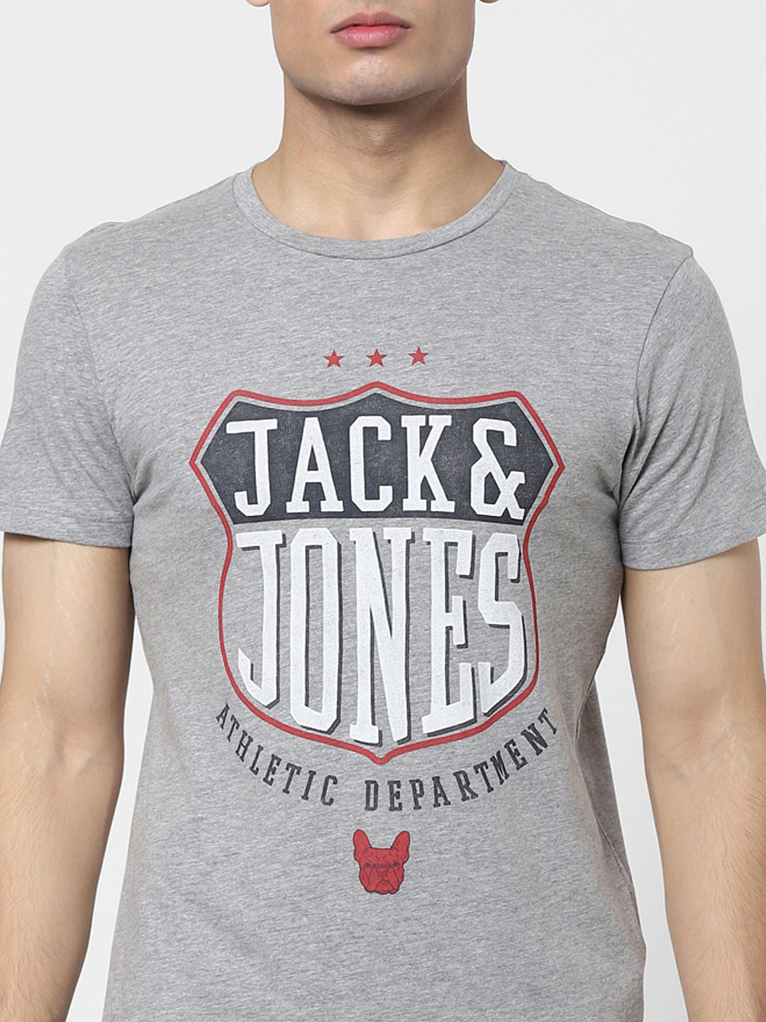 Grey Logo Print Crew Neck T-shirt