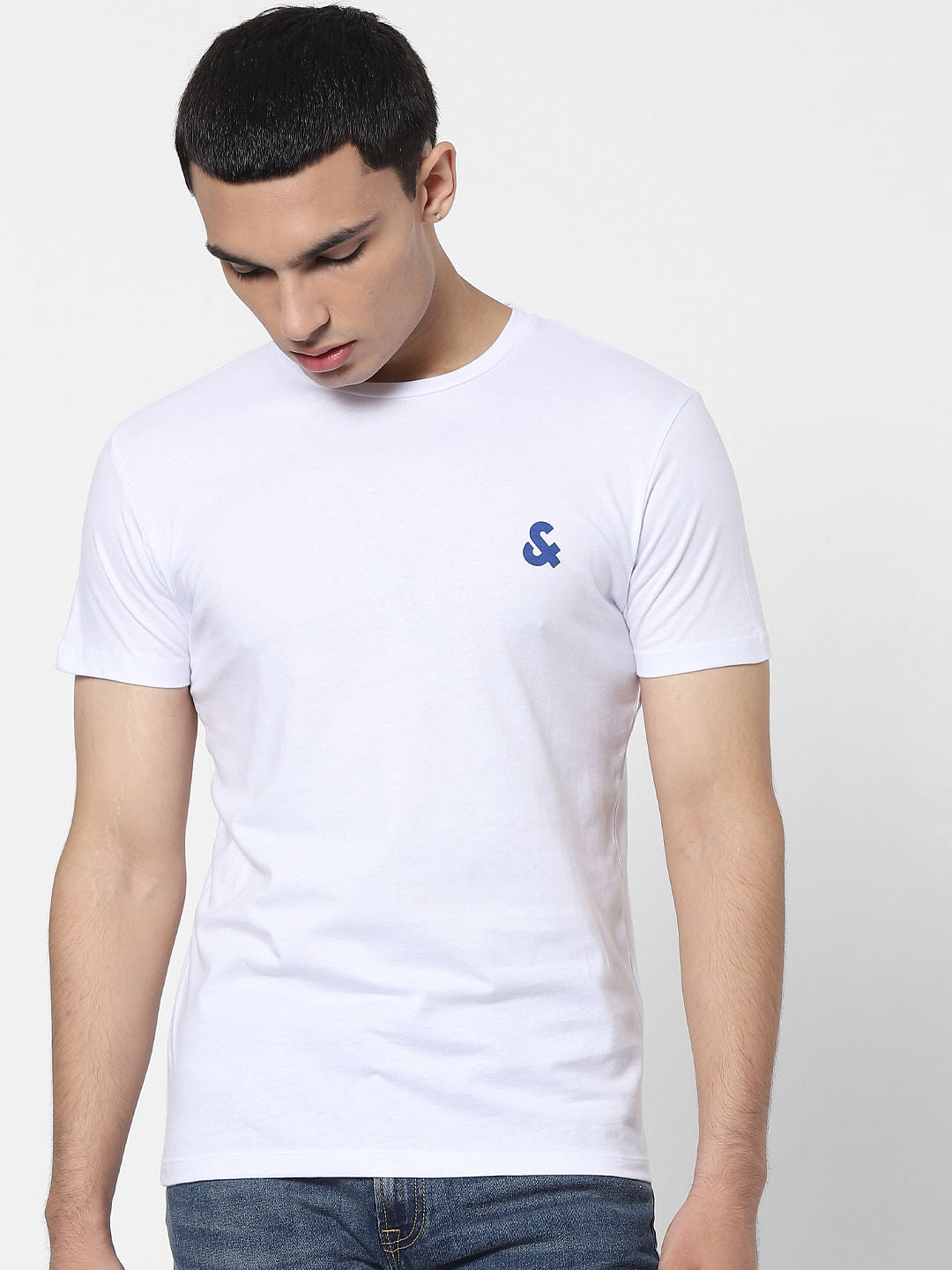 White Crew Neck T-shirt Online in India - Flat 20% Off