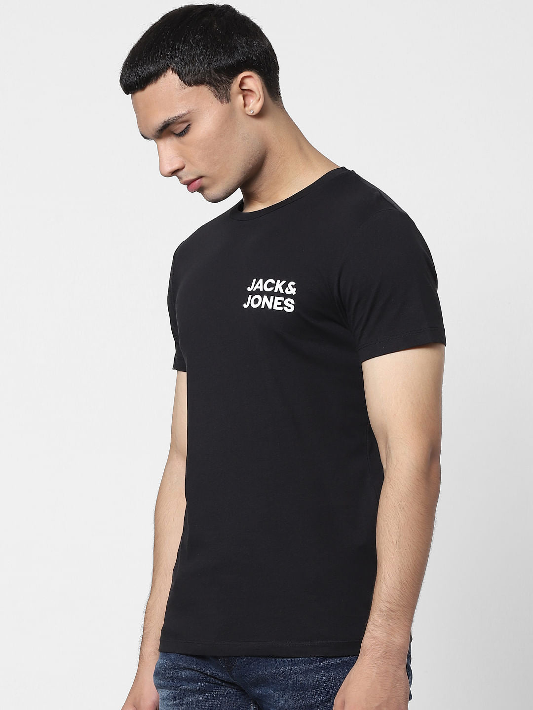 Black Logo Print Crew Neck T-shirt