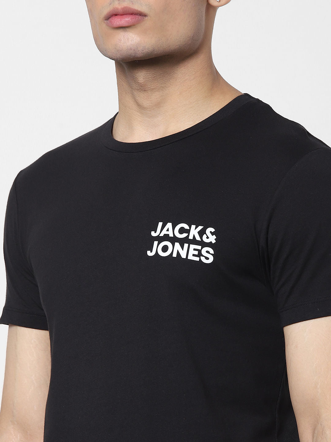 Black Logo Print Crew Neck T-shirt