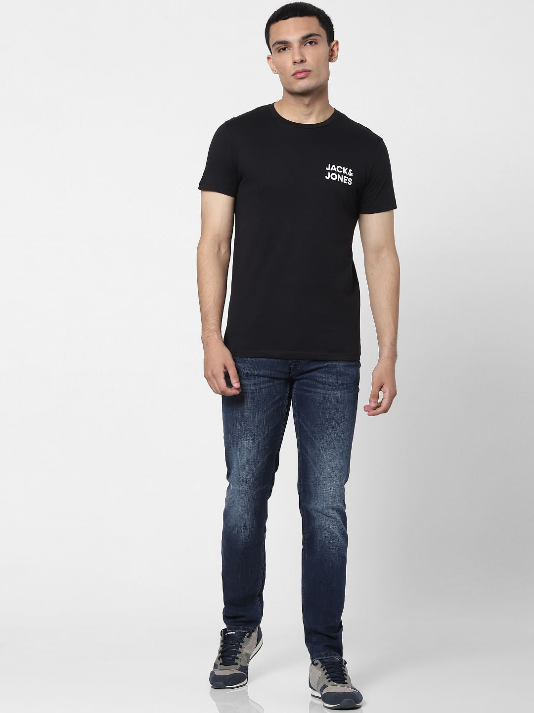 Black Logo Print Crew Neck T-shirt