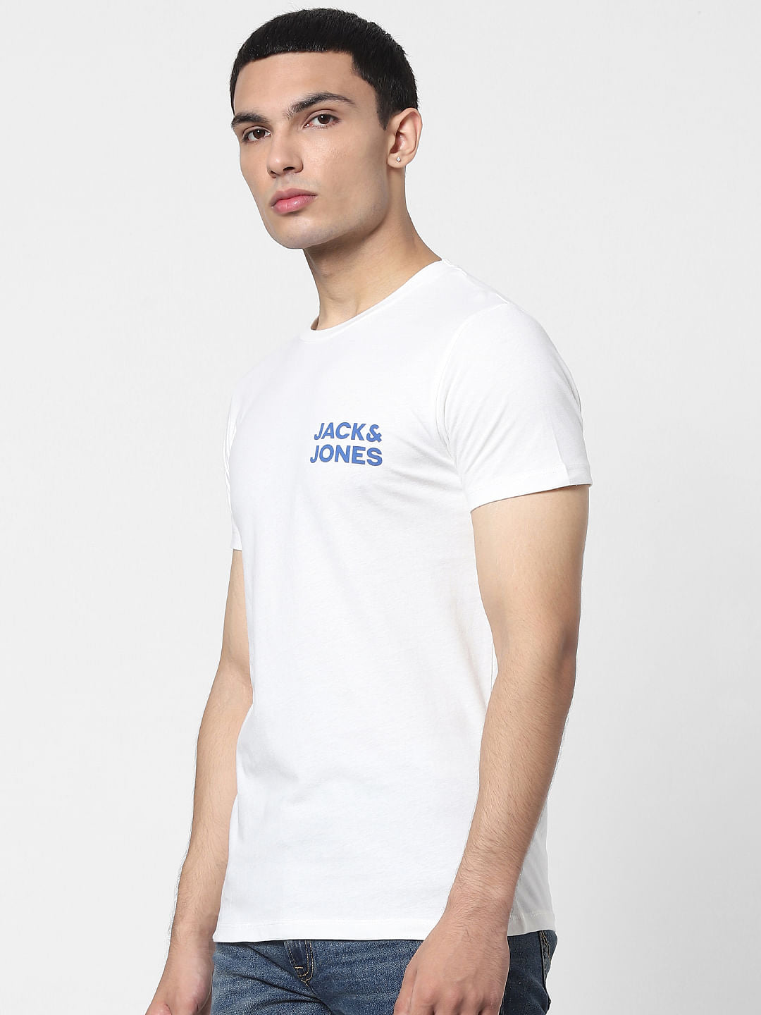 White Logo Print Crew Neck T-shirt