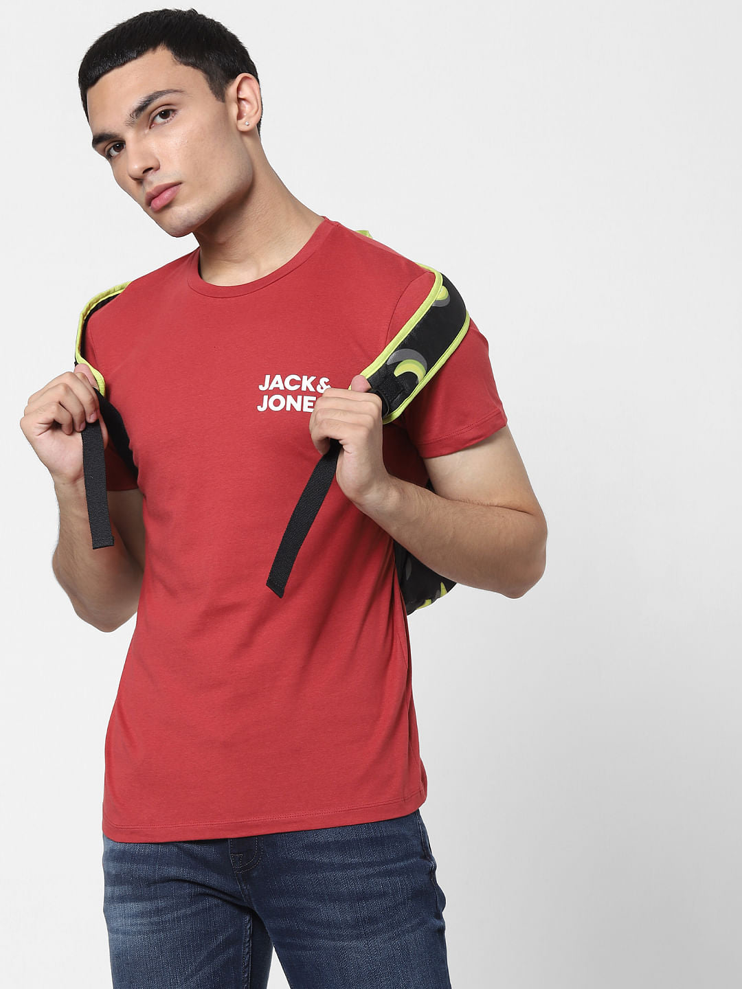 Red Logo Print Crew Neck T-shirt