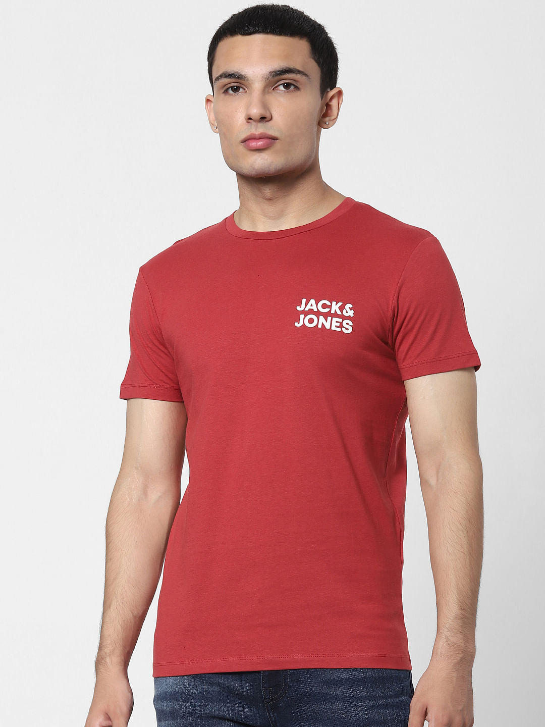Red Logo Print Crew Neck T-shirt