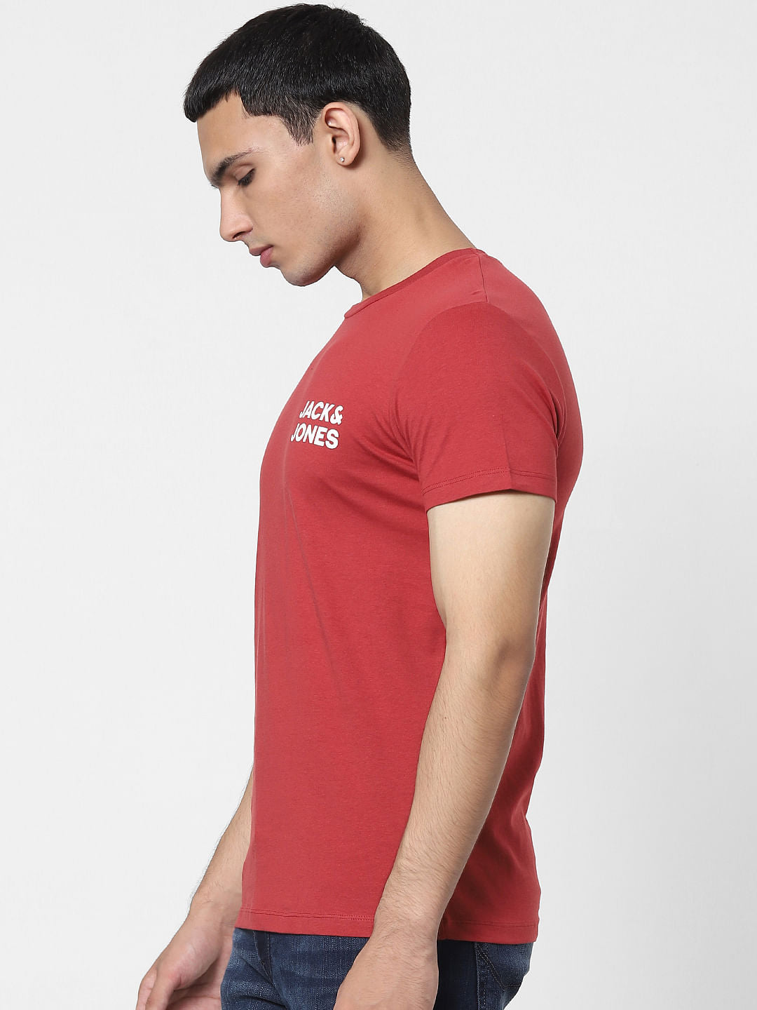 Red Logo Print Crew Neck T-shirt