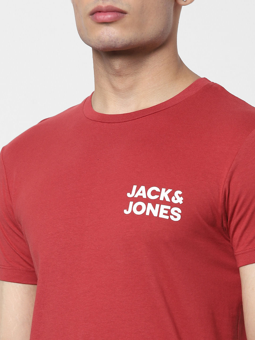 Red Logo Print Crew Neck T-shirt