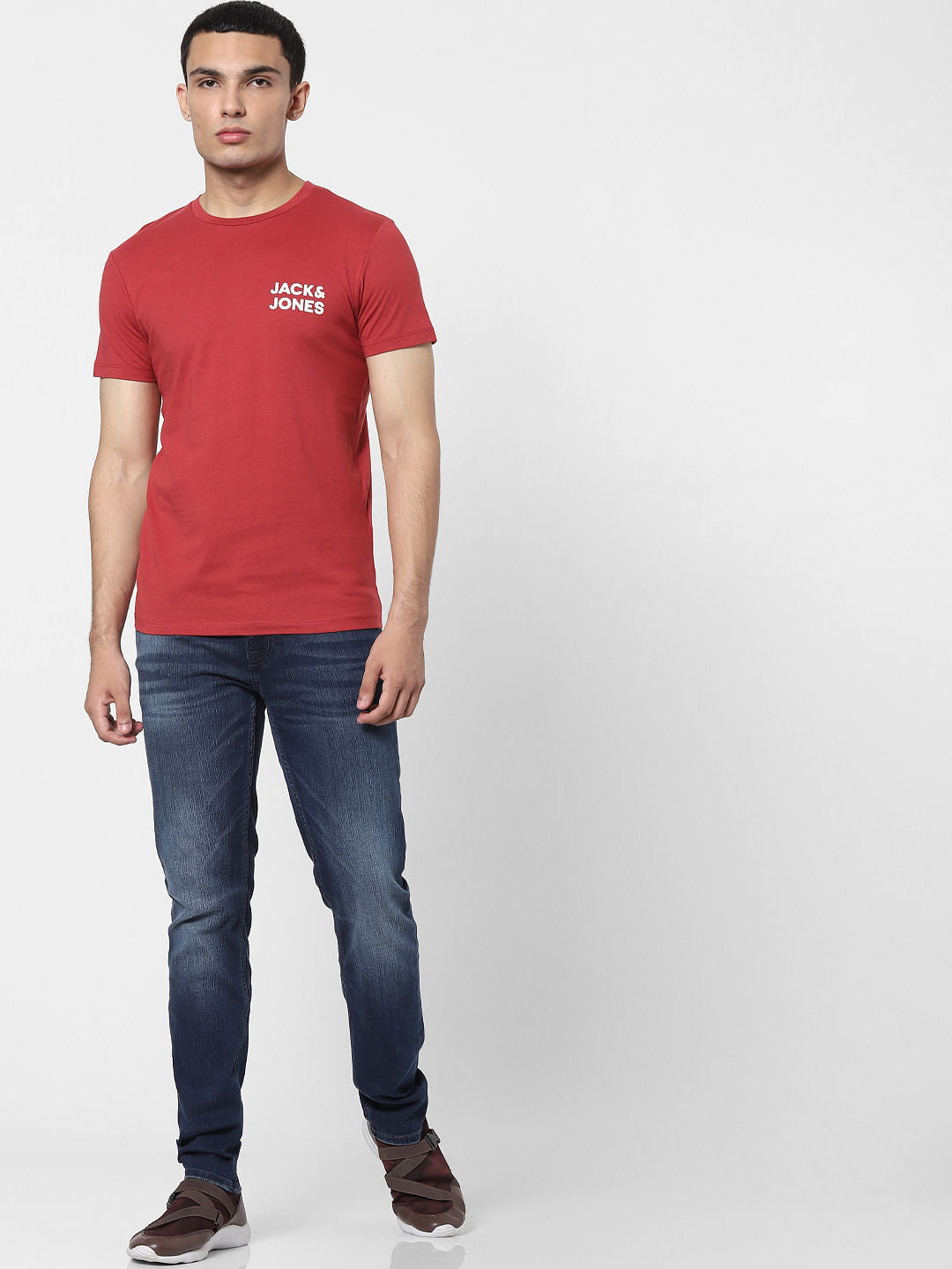 Red Logo Print Crew Neck T-shirt