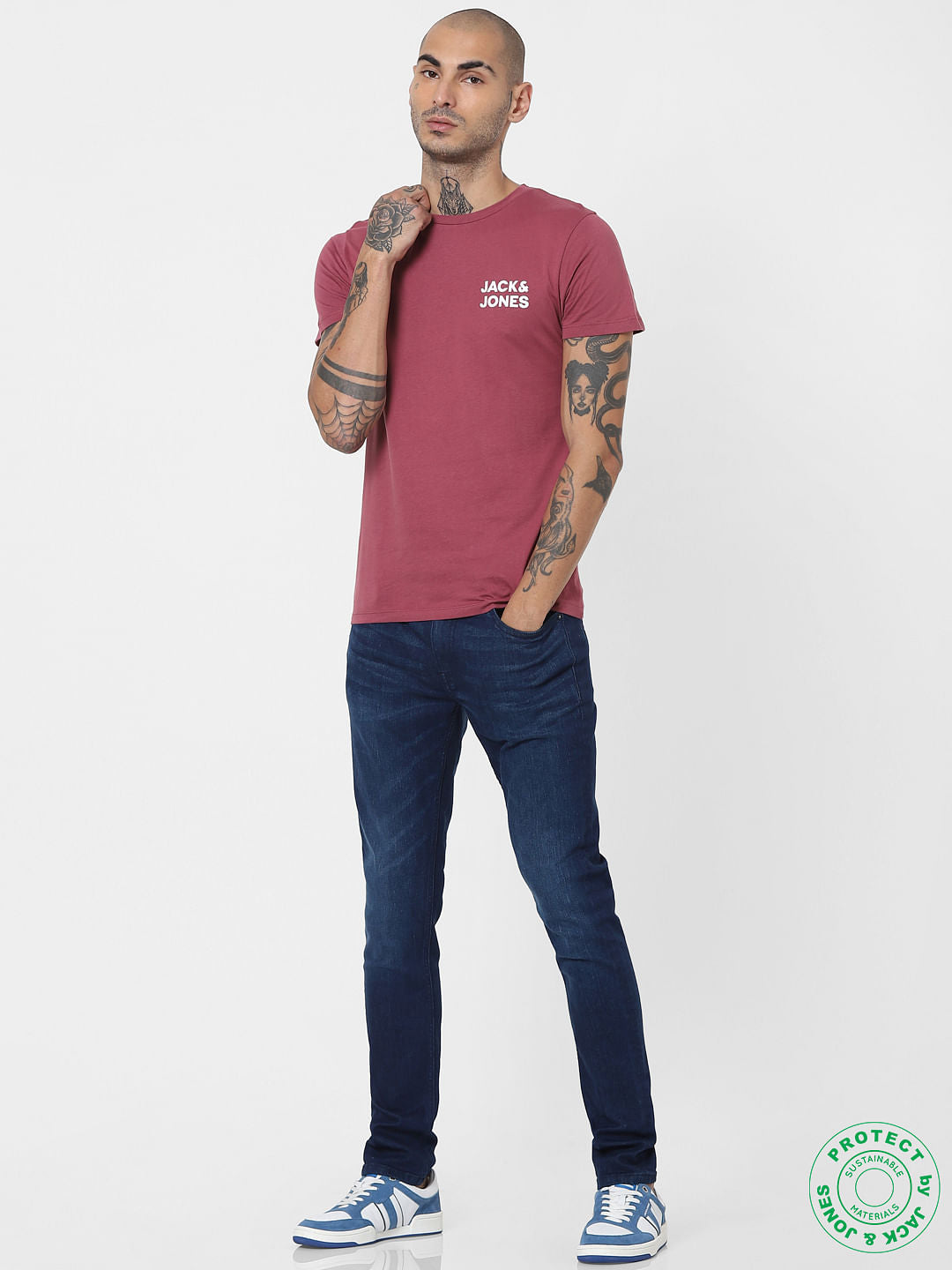 Red Logo Print Crew Neck T-shirt