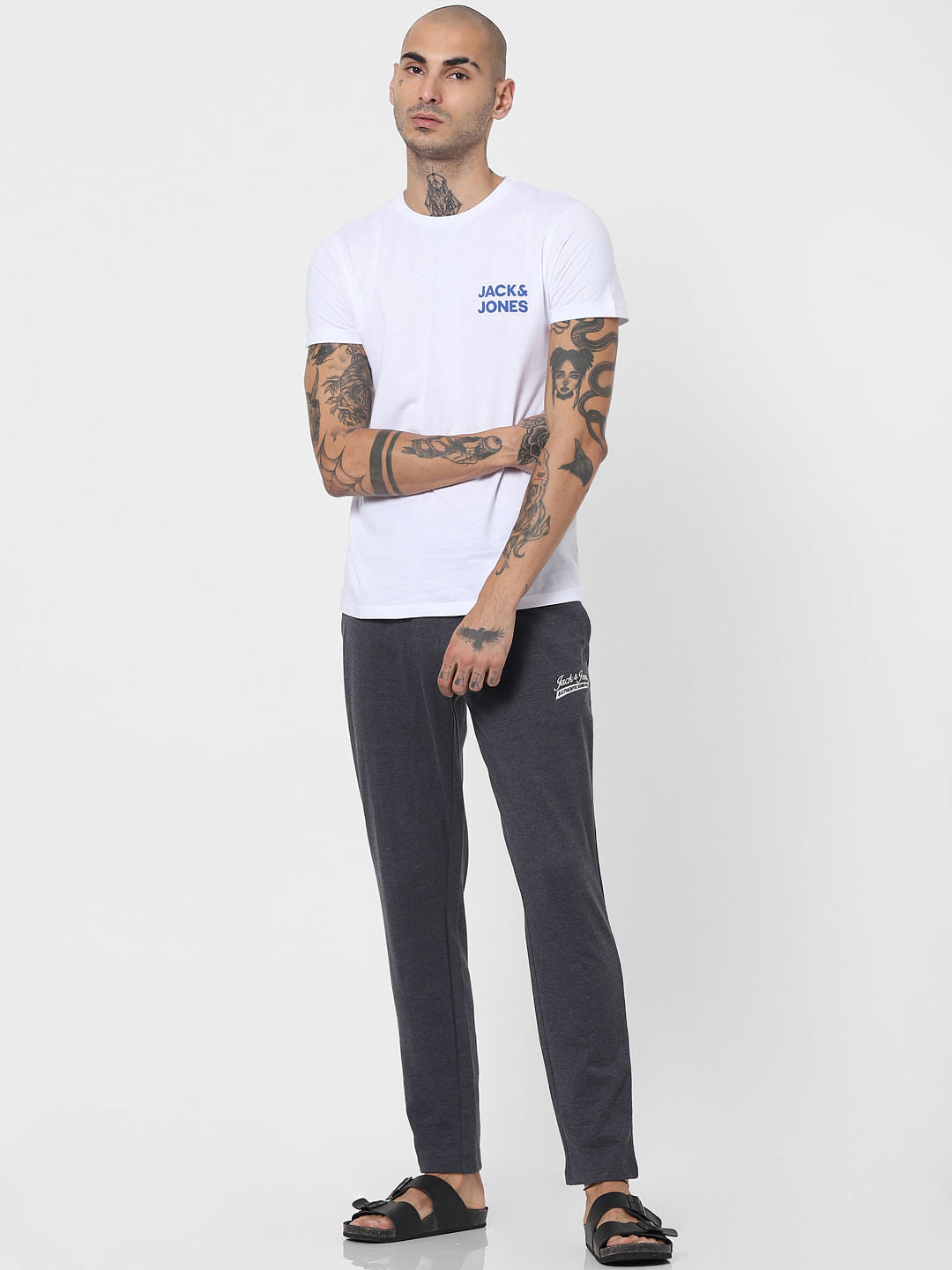 White Logo Print Crew Neck T-shirt