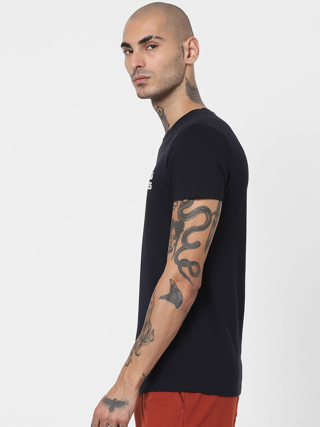 Black Logo Print Crew Neck T-shirt