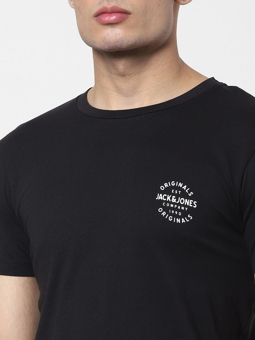 Black Logo Print Crew Neck T-shirt
