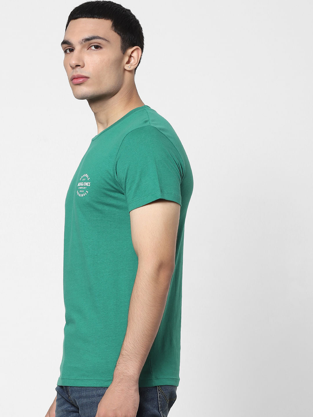 Green Logo Print Crew Neck T-shirt