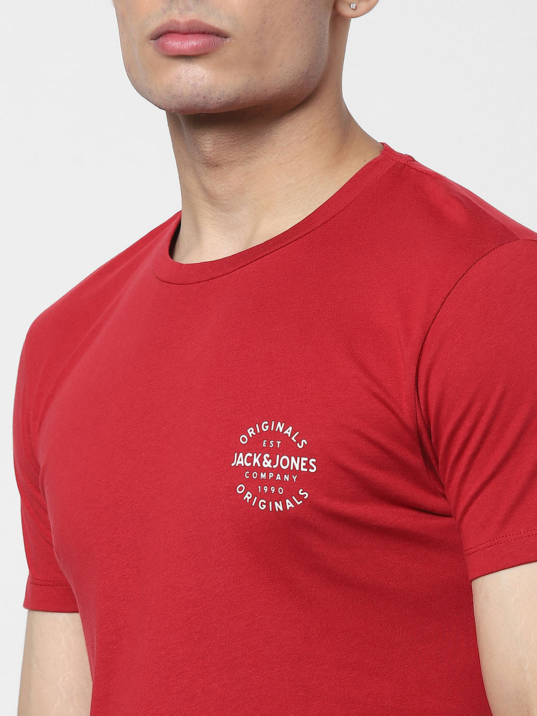 Red Logo Print Crew Neck T-shirt