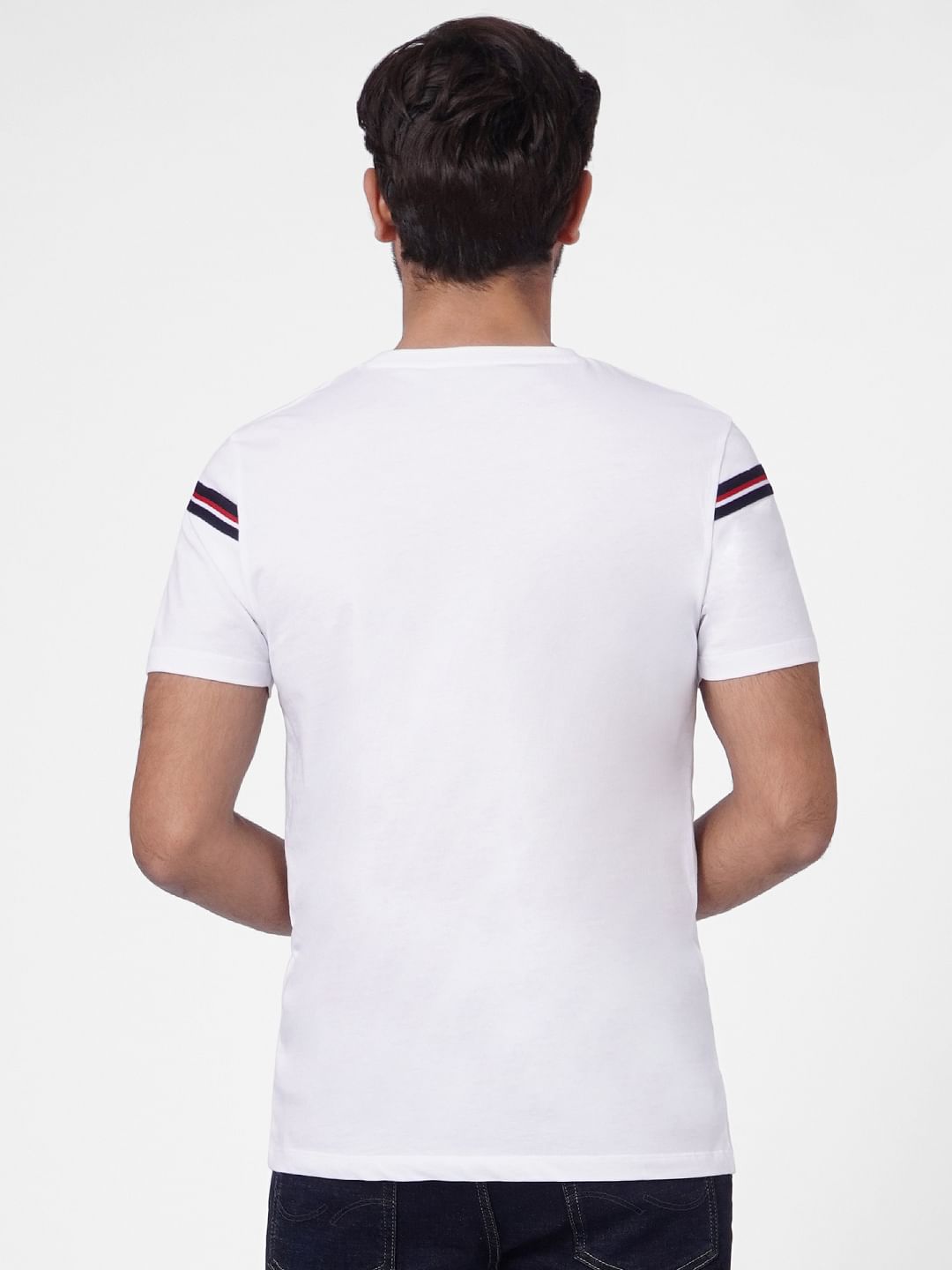 White Striped Crew Neck T-shirt