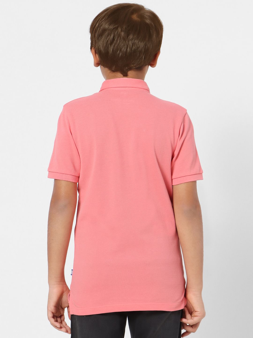 Boys Pink Polo Neck T-shirt
