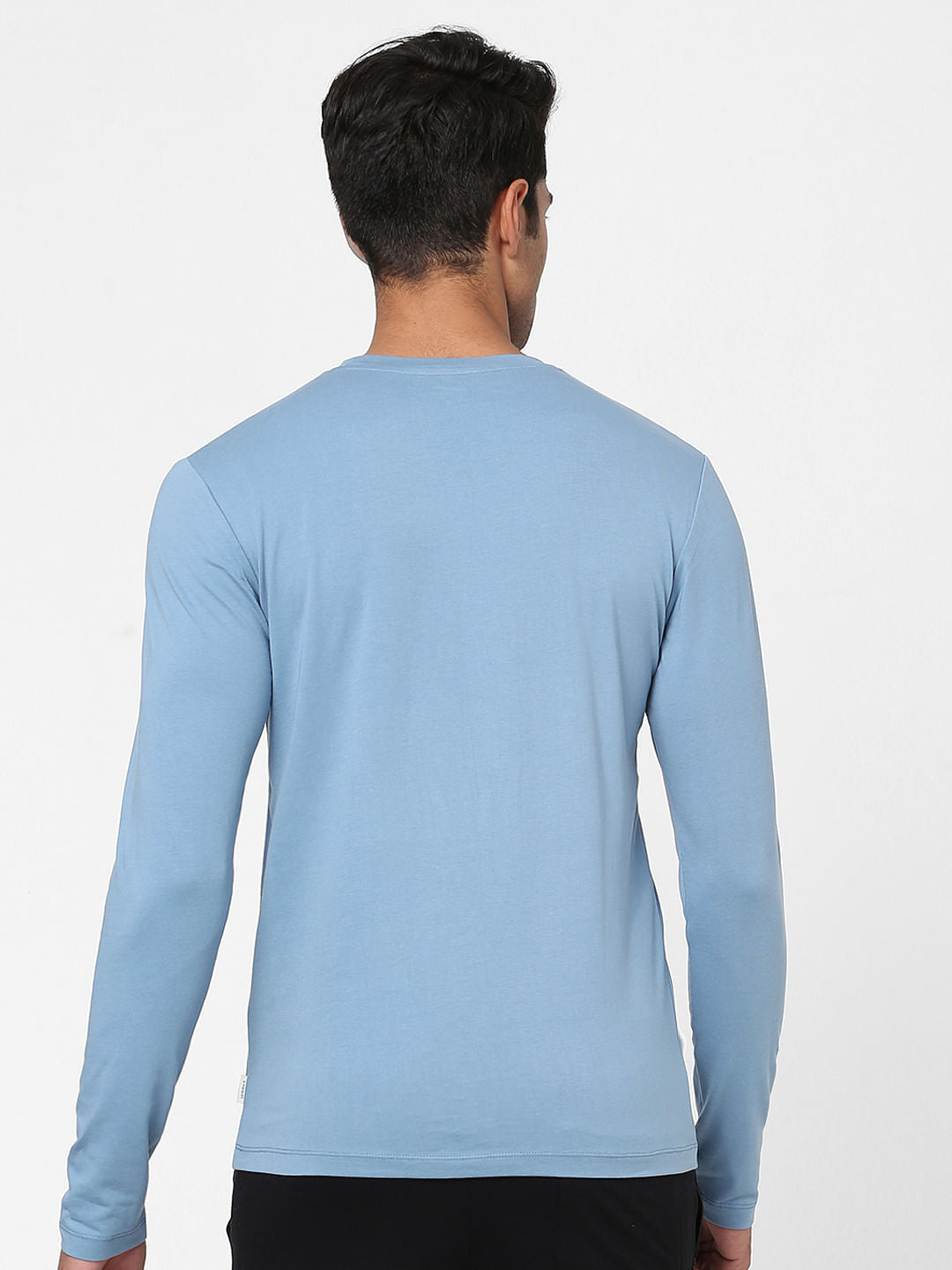 Blue Logo Print Full Sleeves T-shirt