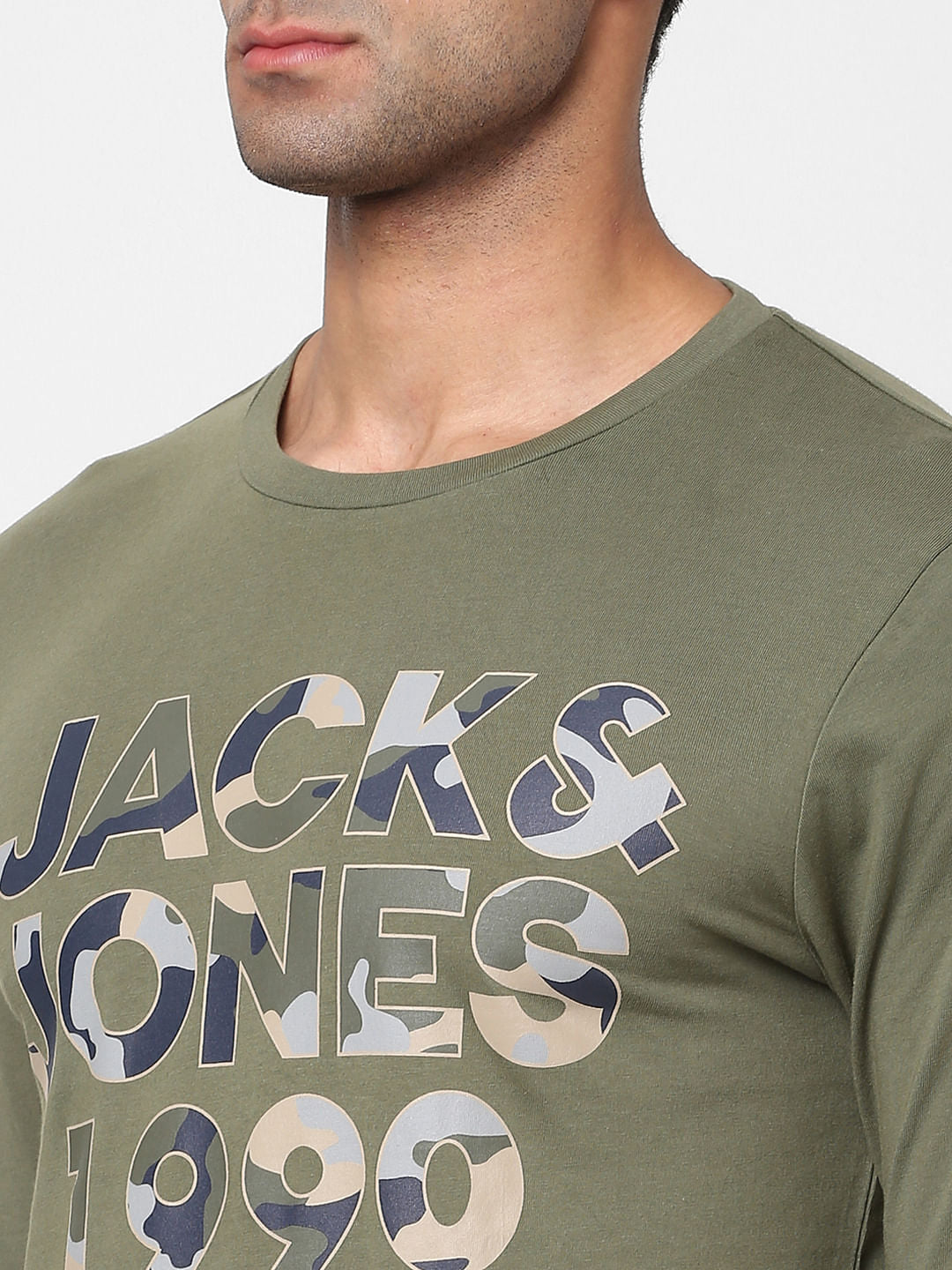 Green Logo Print Full Sleeves T-shirt