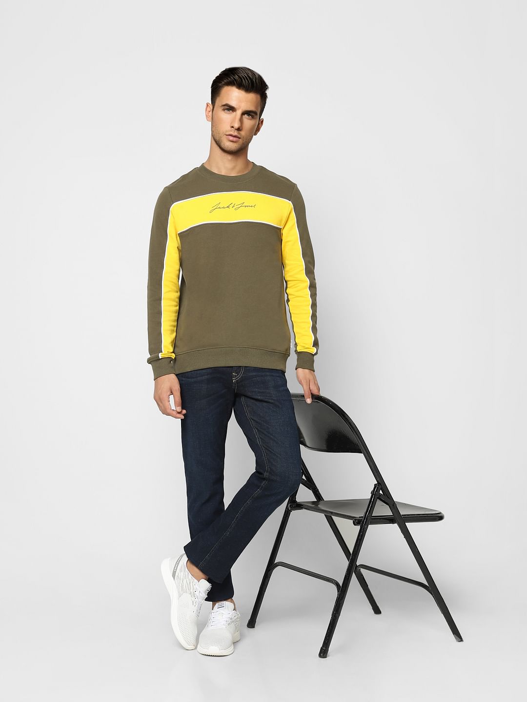 Green Colourblocked Sweatshirt