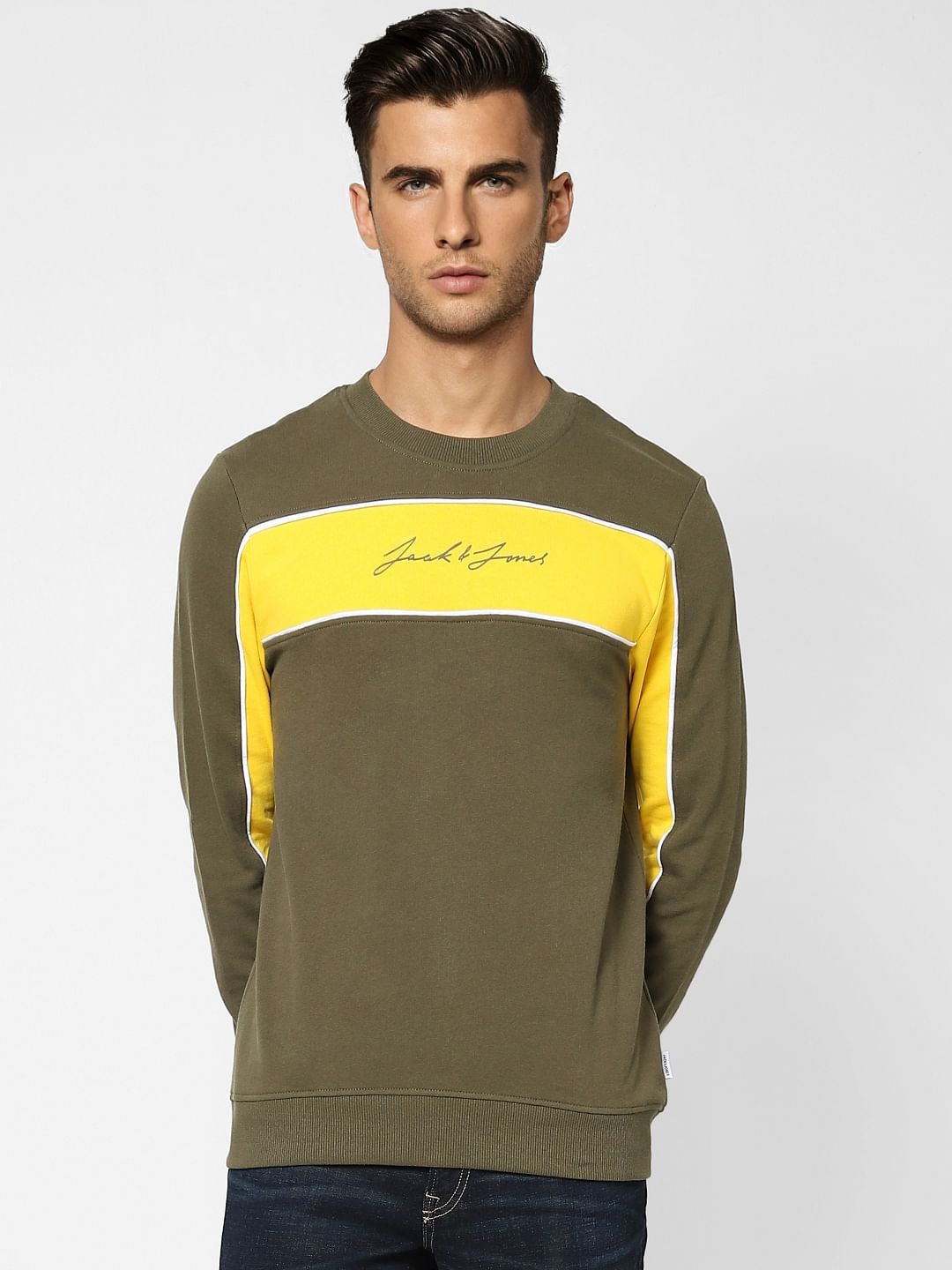 Green Colourblocked Sweatshirt