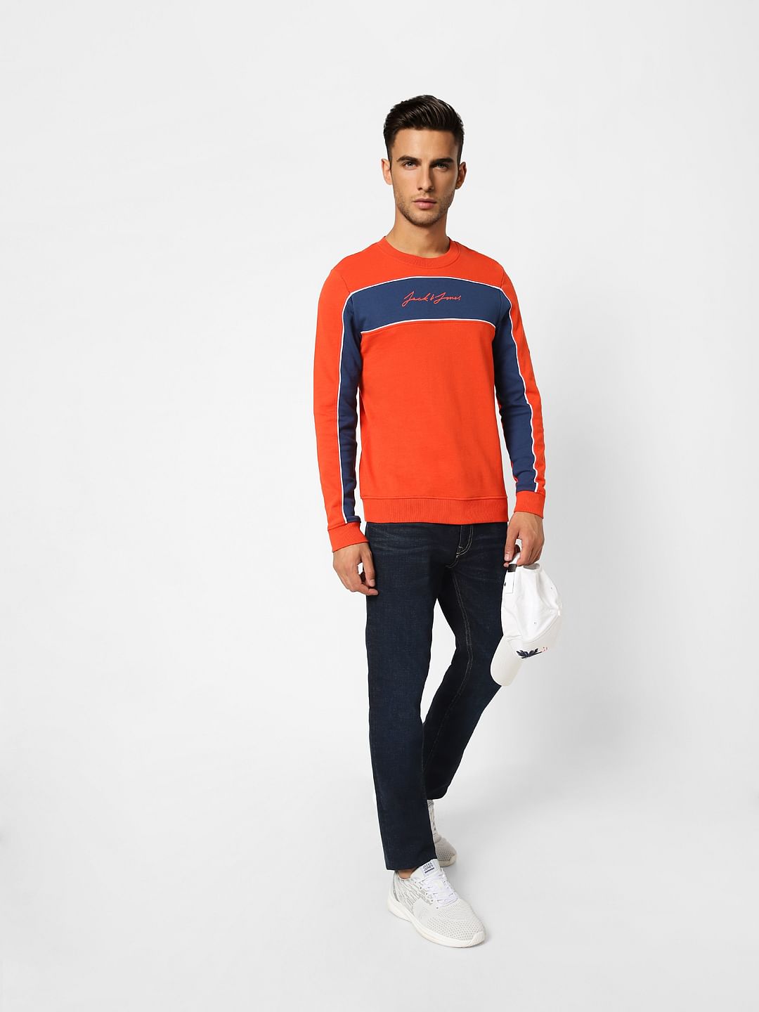 Red Colourblocked Sweatshirt