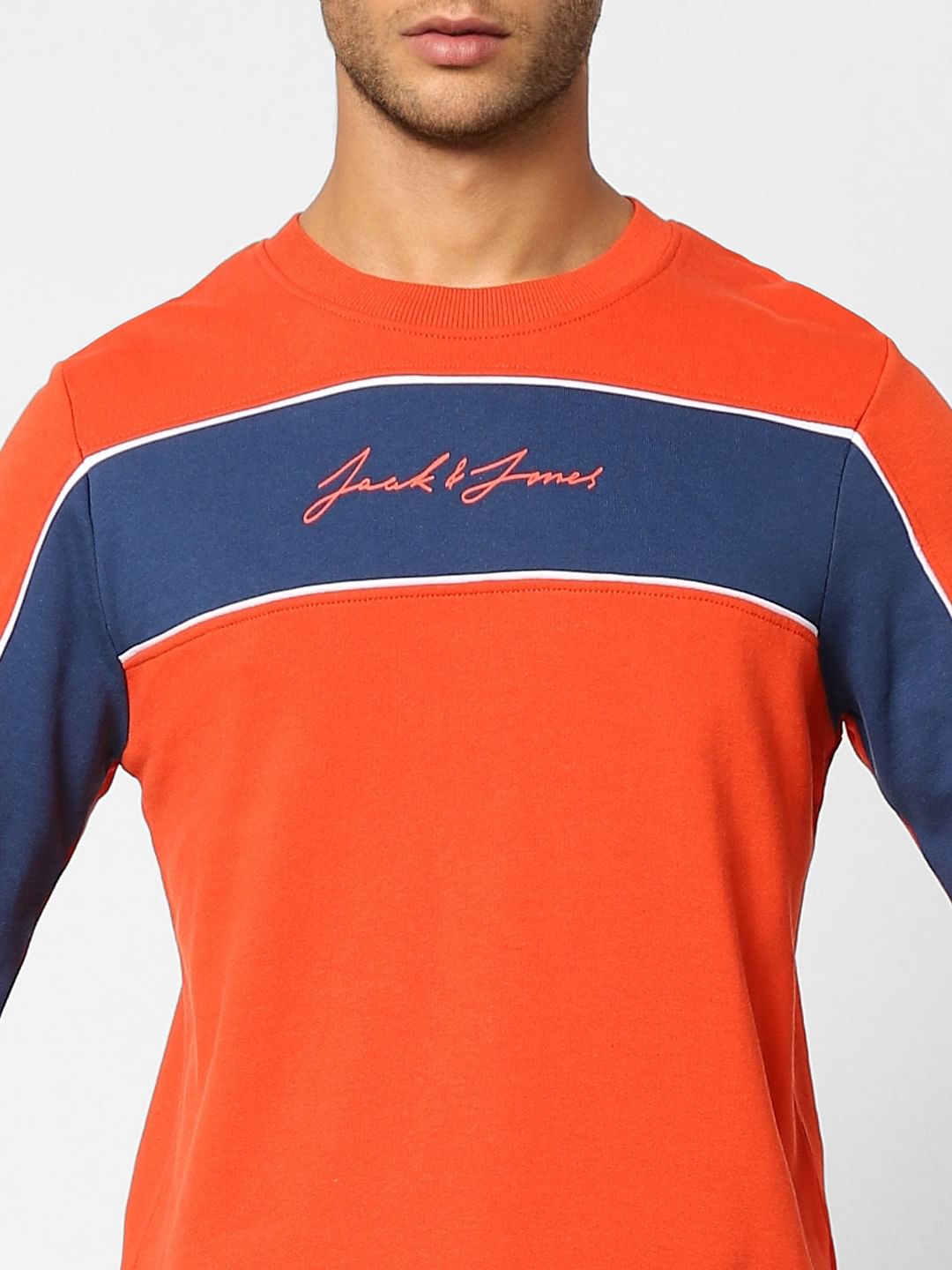 Red Colourblocked Sweatshirt