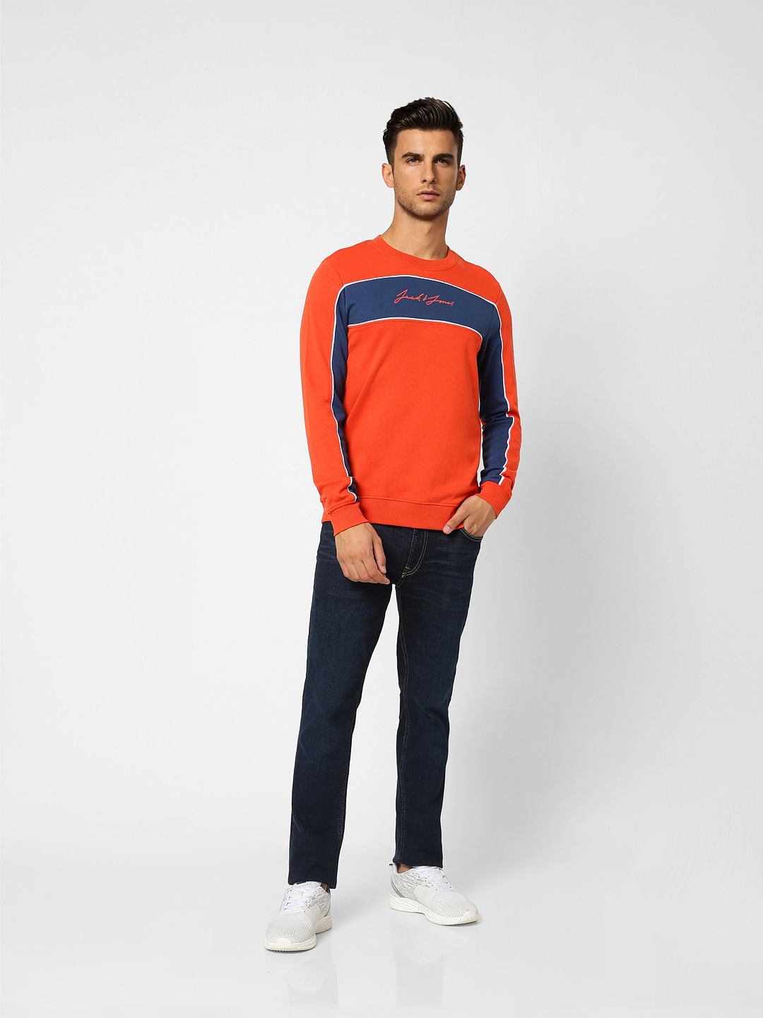 Red Colourblocked Sweatshirt