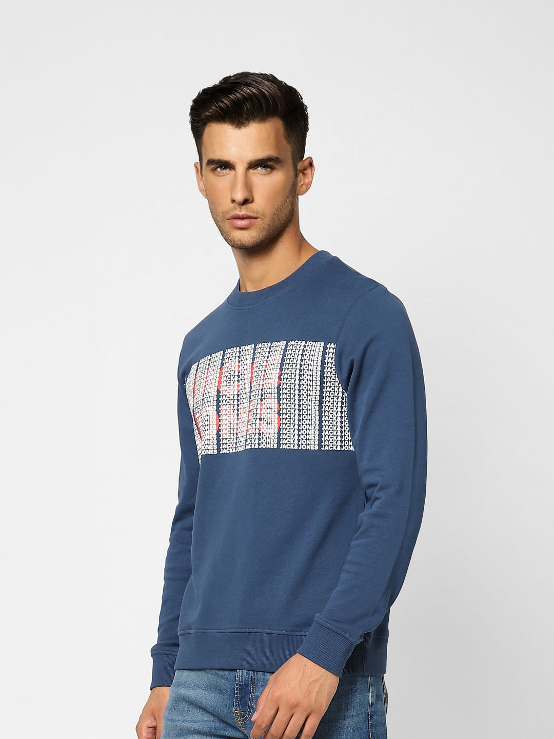 Blue Logo Print Sweatshirt