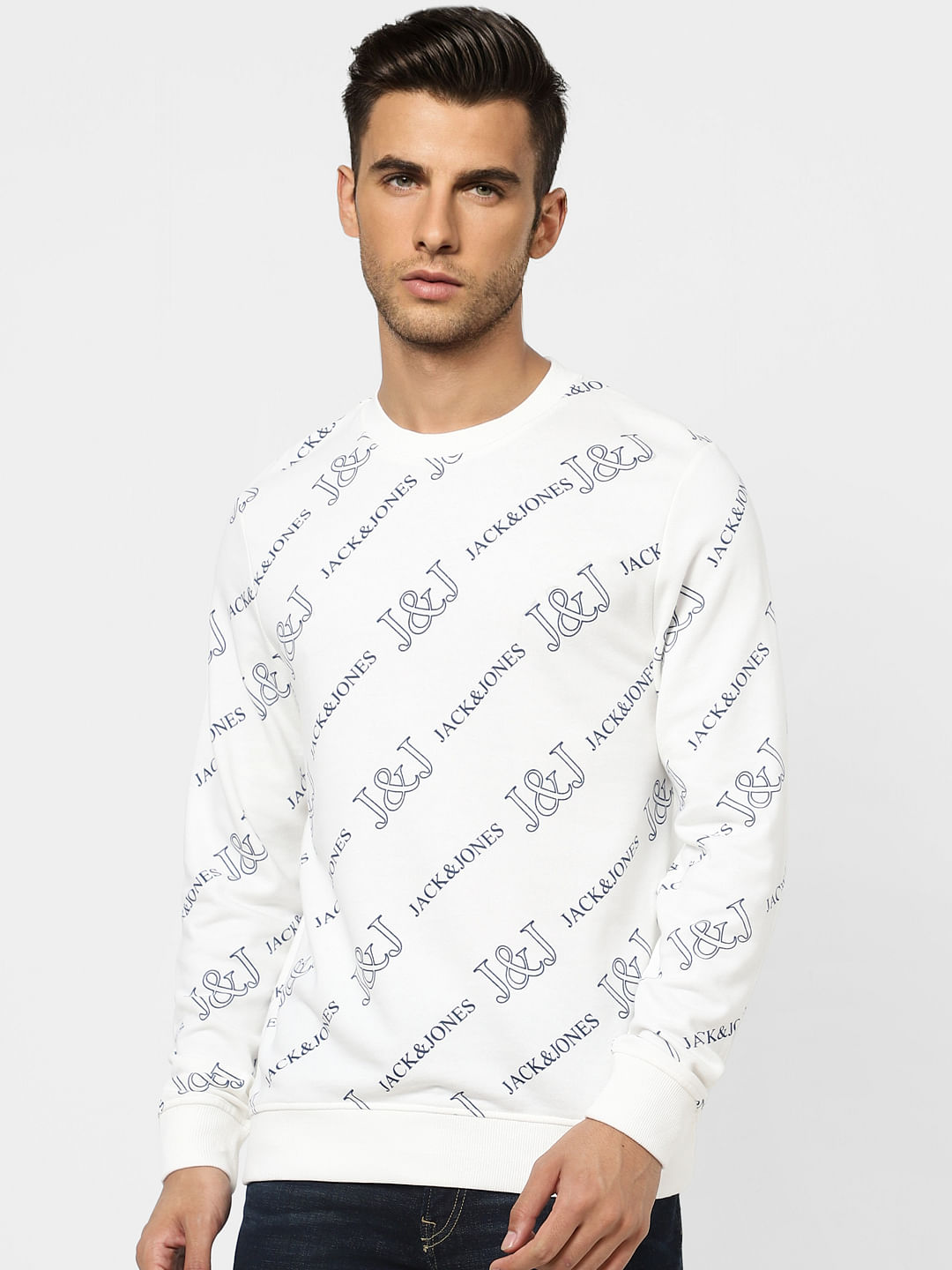 White Logo Print Sweatshirt
