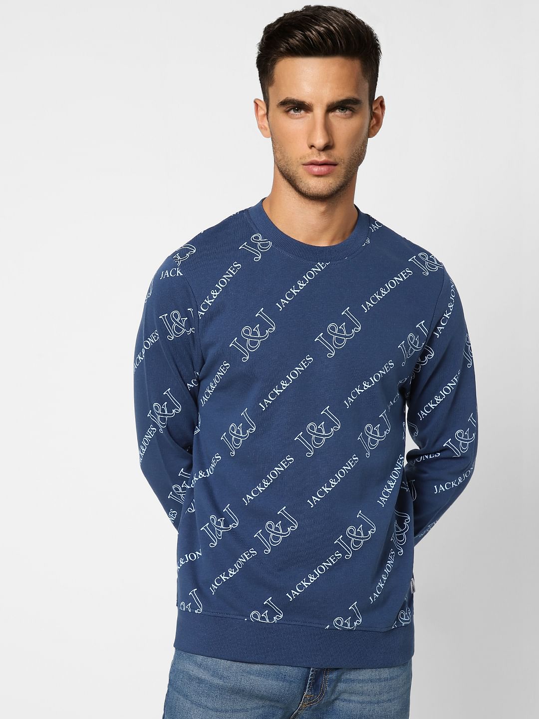 Blue Logo Print Sweatshirt