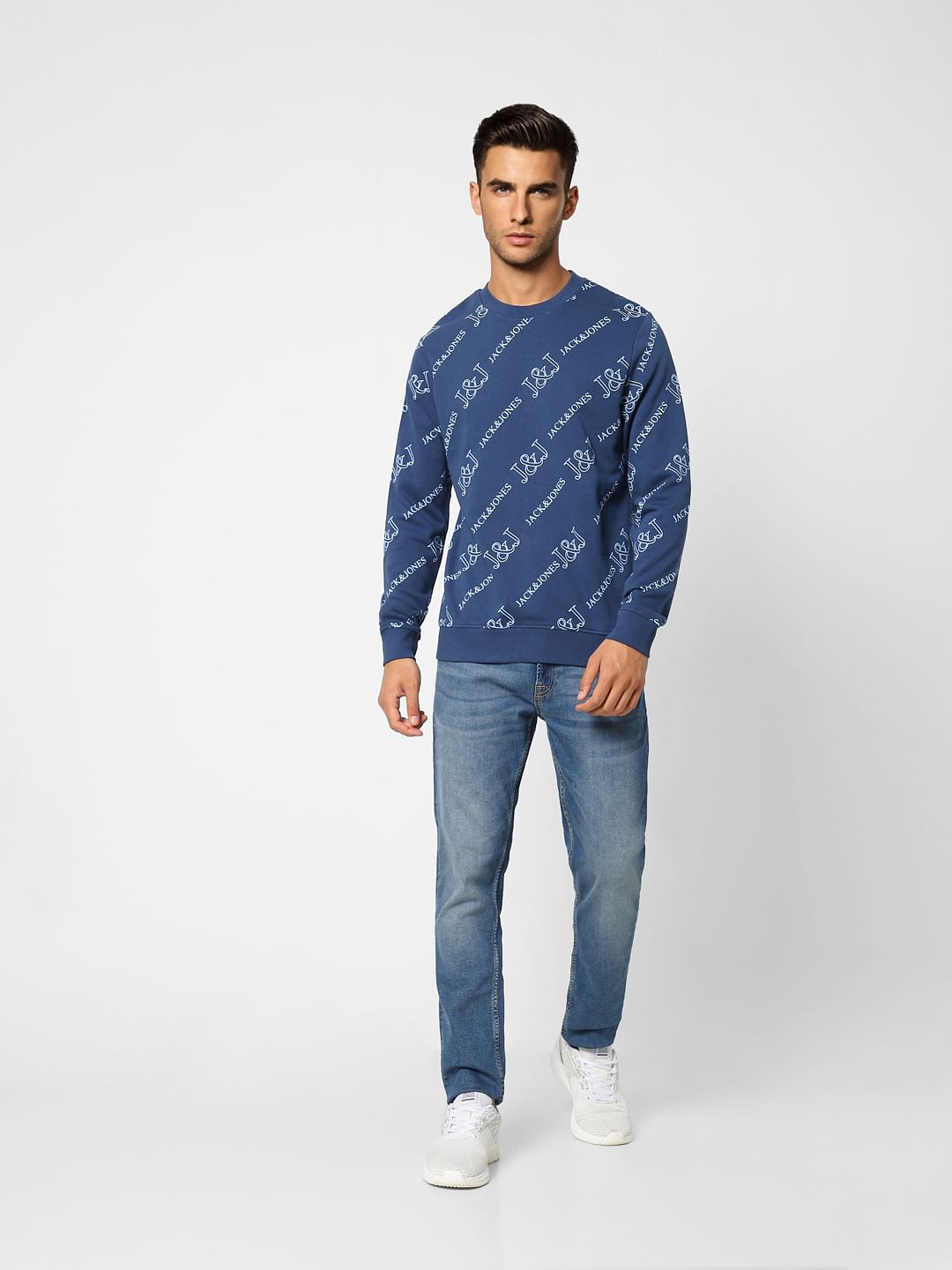 Blue Logo Print Sweatshirt