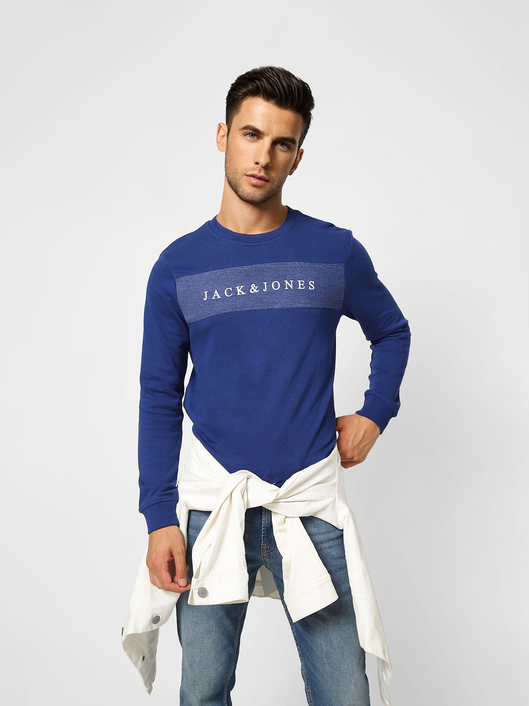 Blue Logo Print Sweatshirt