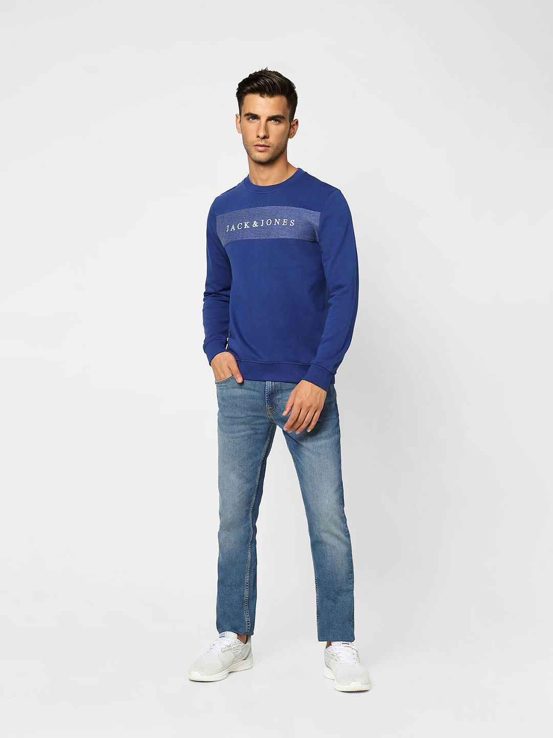 Blue Logo Print Sweatshirt