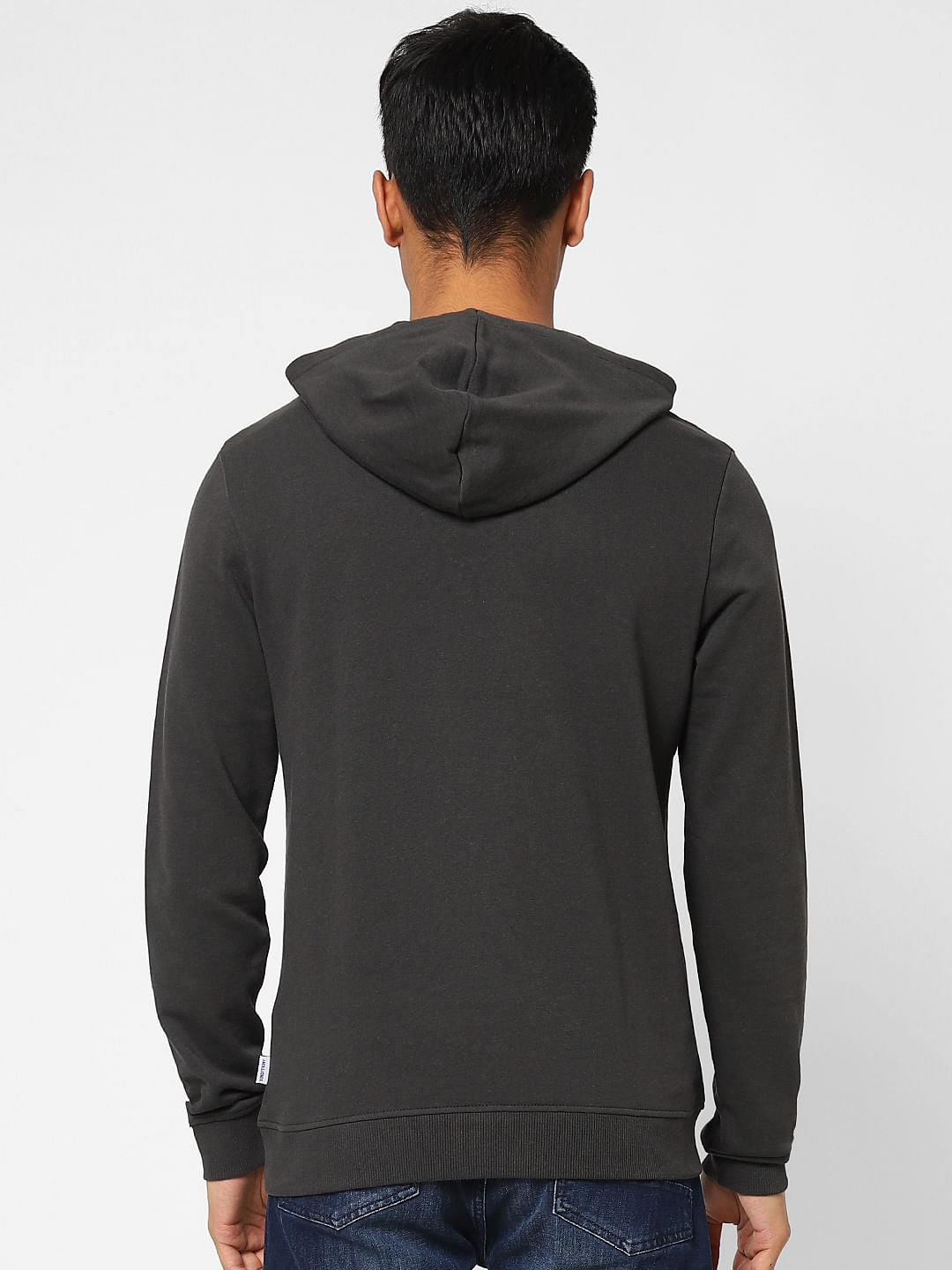 Black Logo Print Hooded Sweatshirt