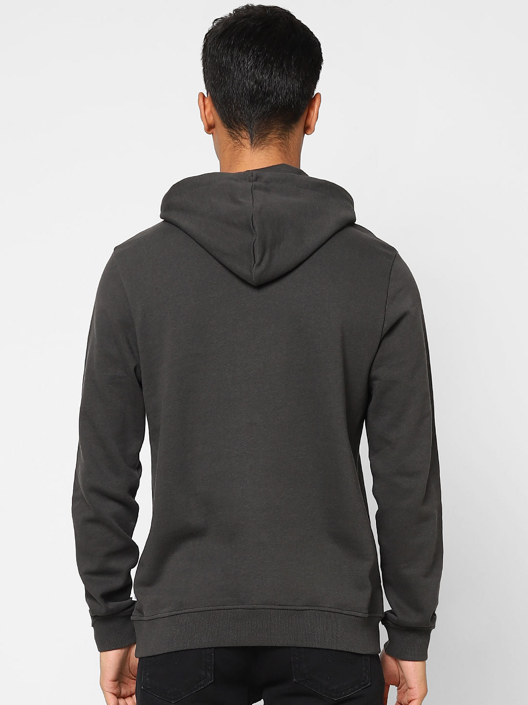 Black Logo Print Hooded Sweatshirt