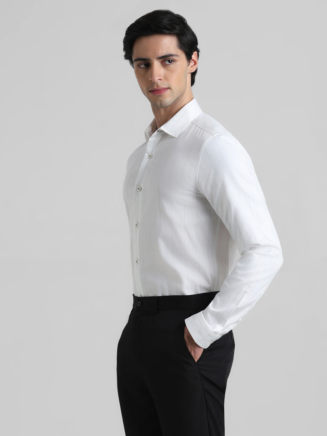 White Striped Full Sleeves Shirt