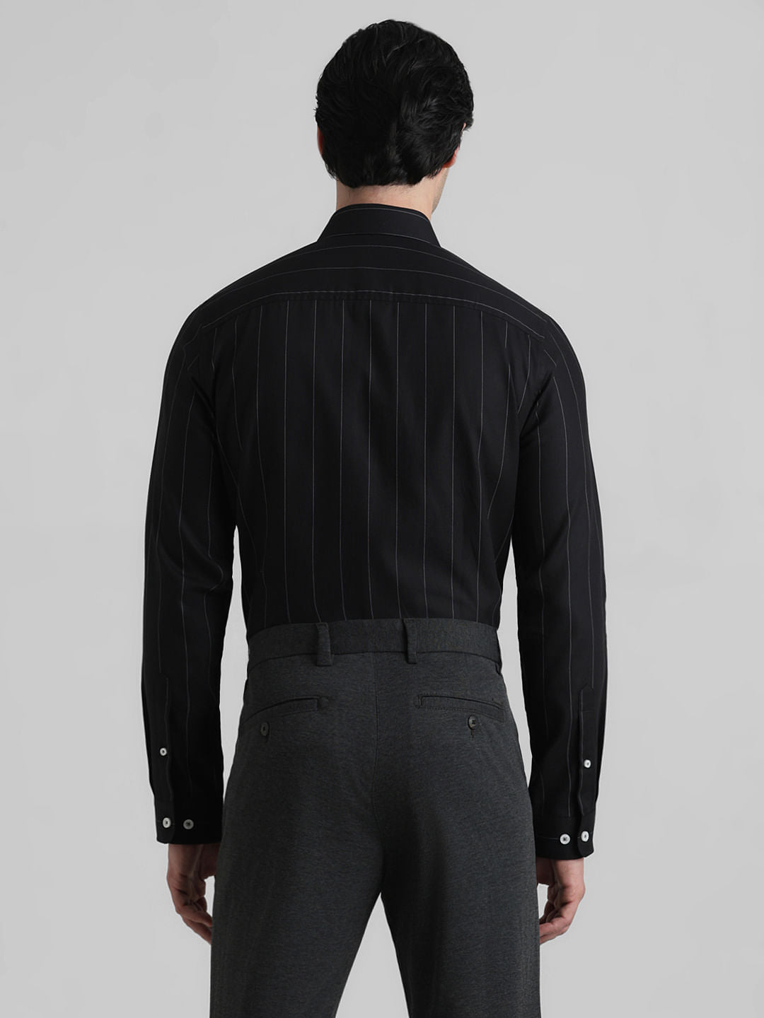 Black Striped Full Sleeves Shirt