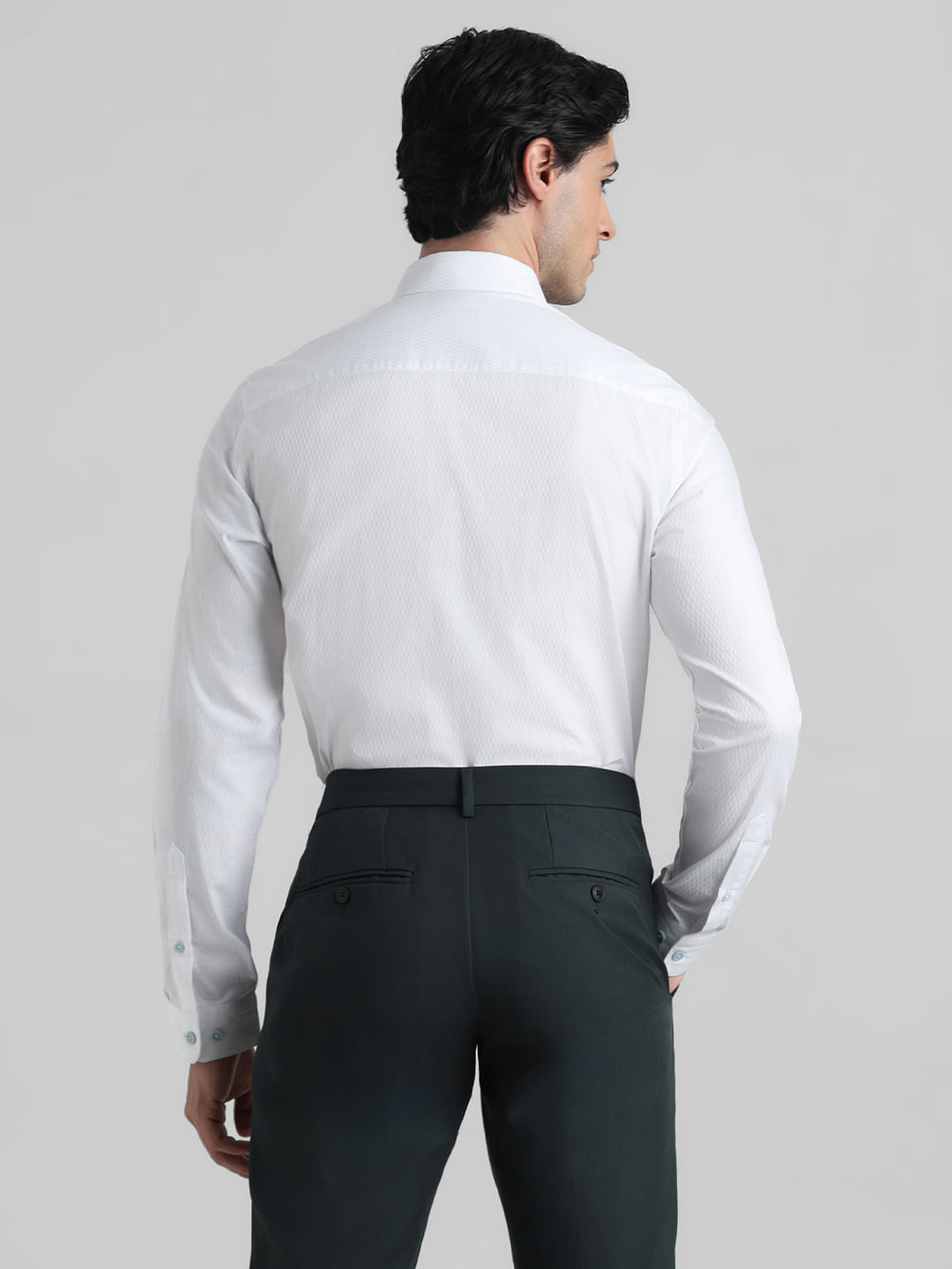 White Dobby Full Sleeves Formal Shirt