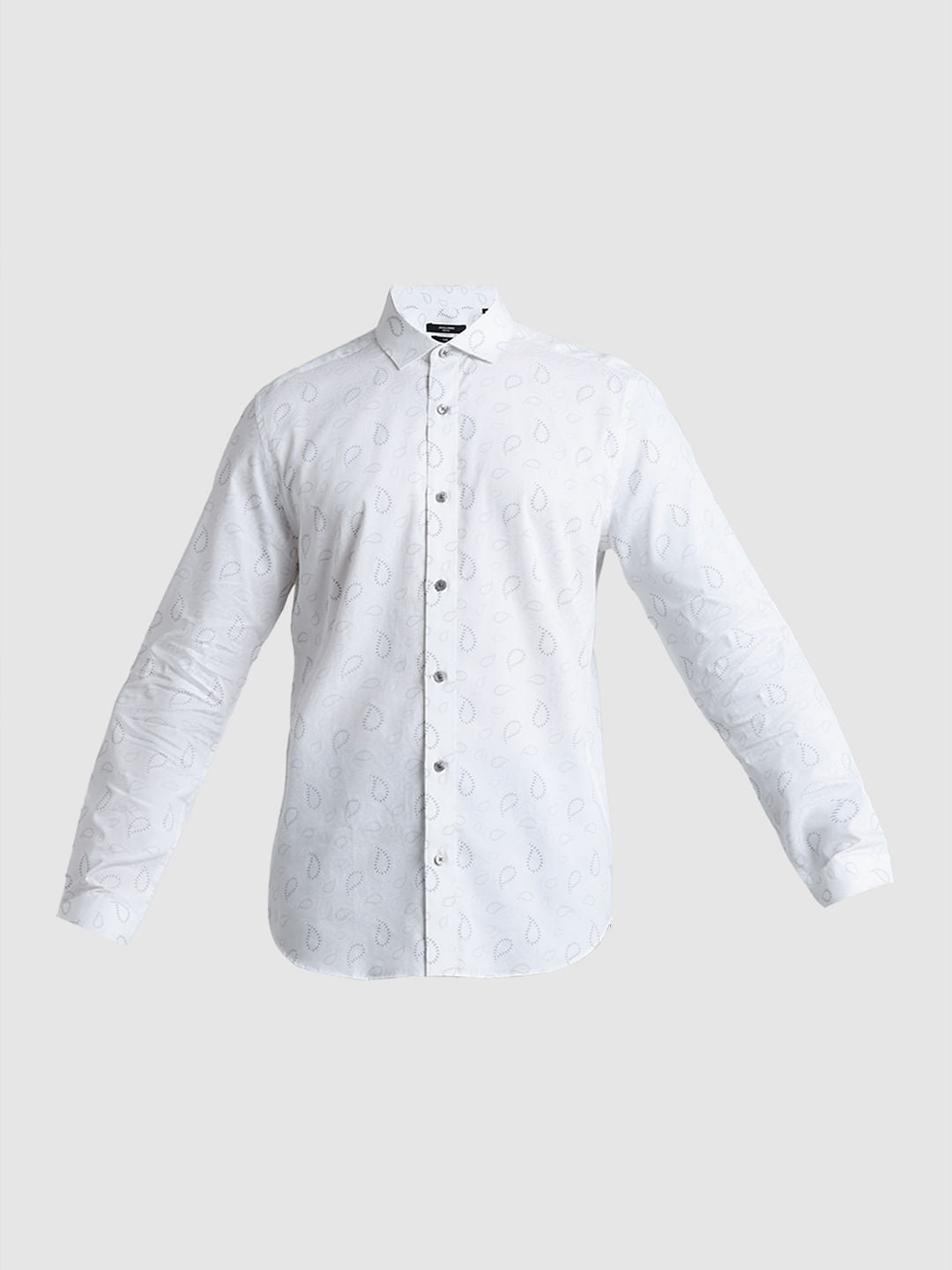 White Printed Formal Full Sleeves Shirt