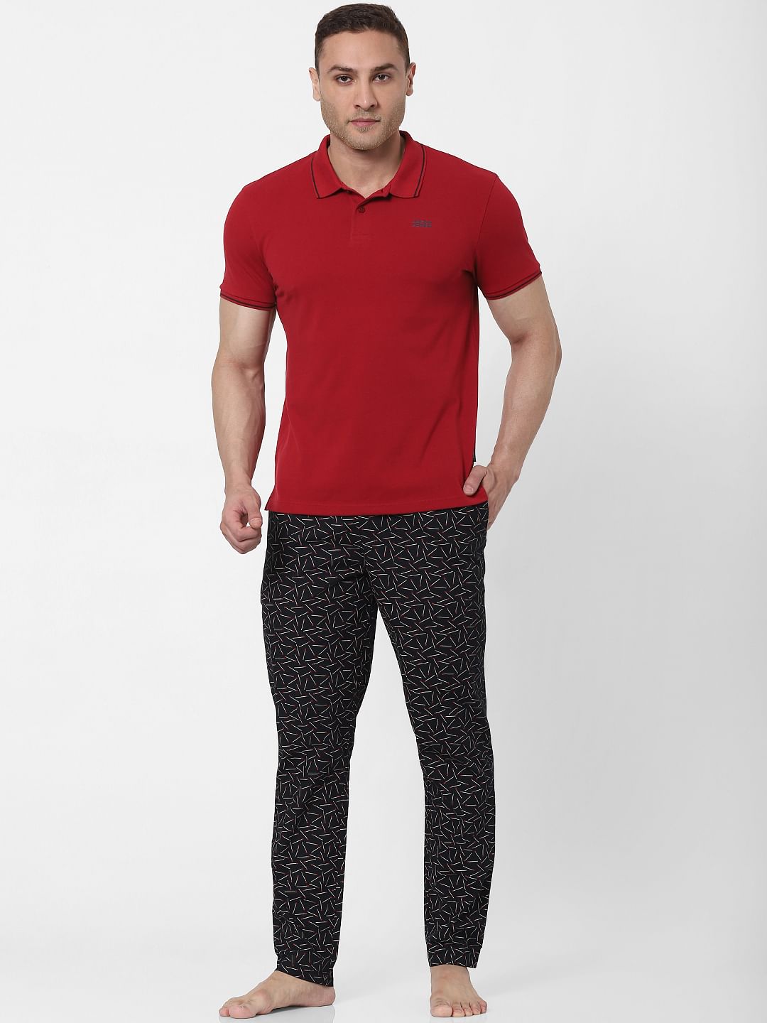 Black Matchstick Print Pyjamas