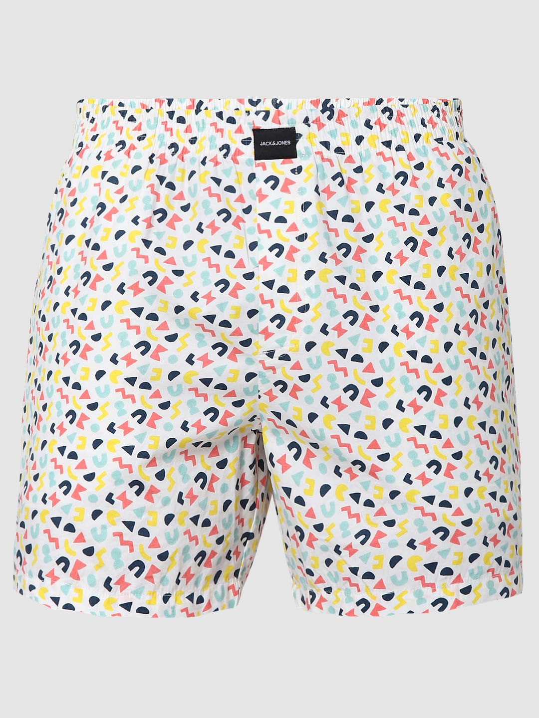 White Abstract Print Boxers