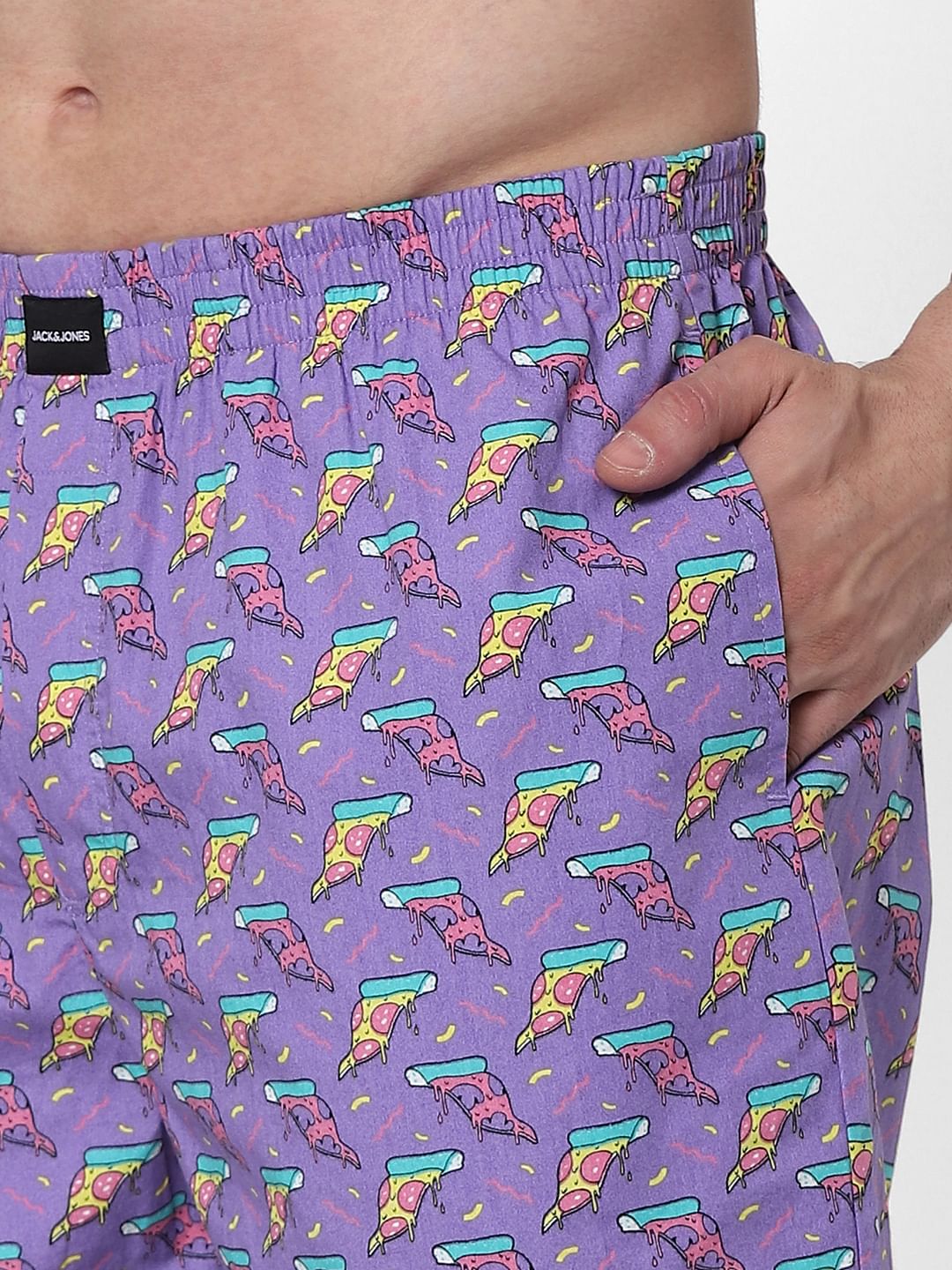Purple Pizza Print Boxers