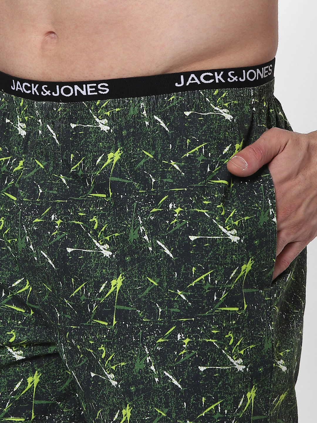 Green Abstract Print Boxers