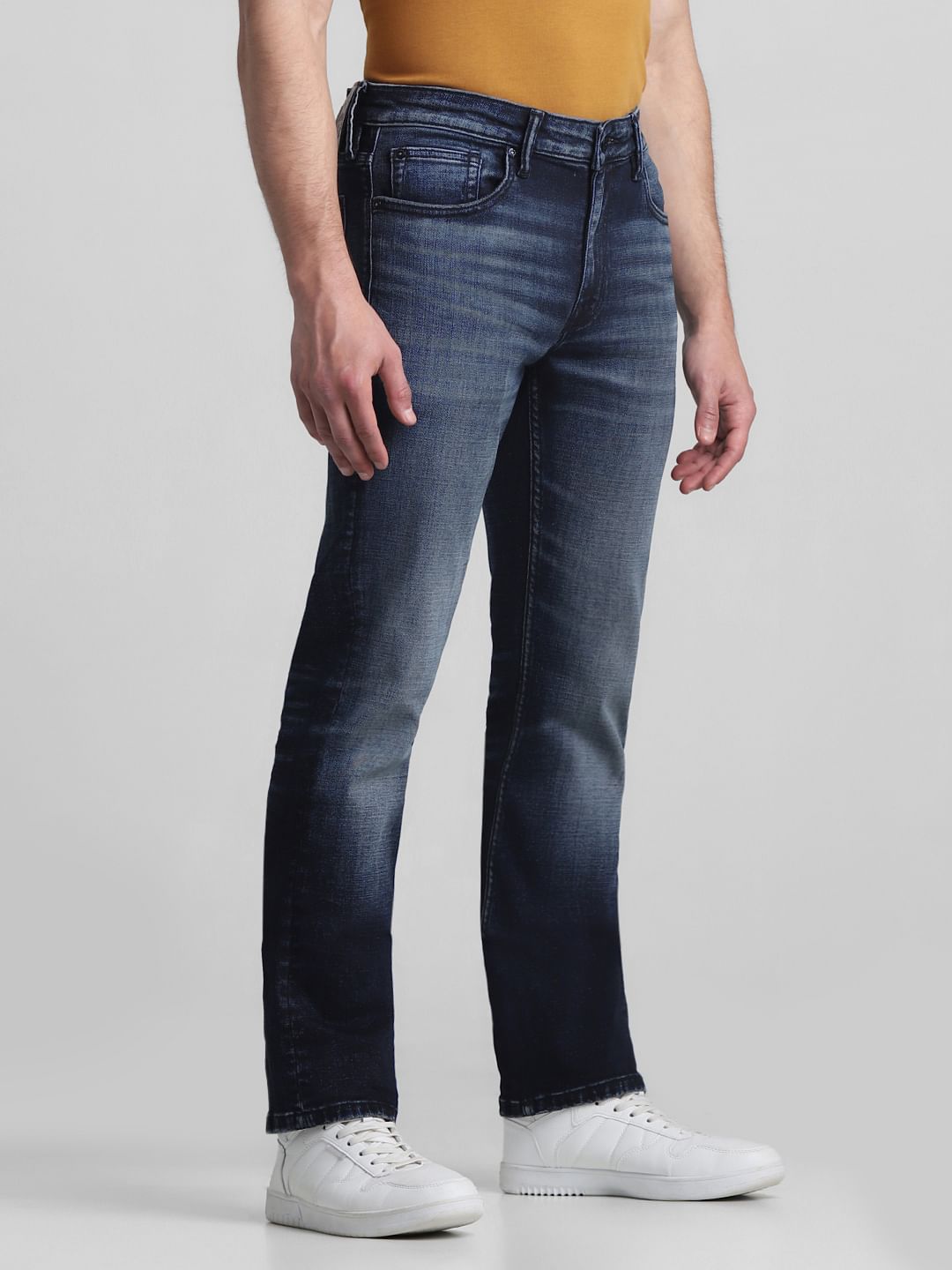 Dark Blue Mid Rise Clark Regular Fit Jeans