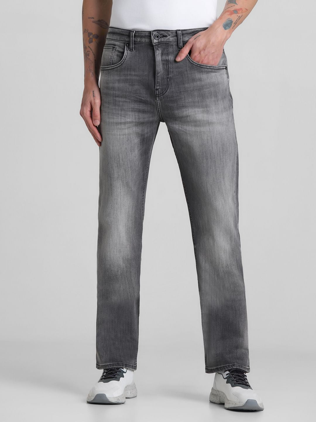 Black High Rise Washed Bootcut Jeans